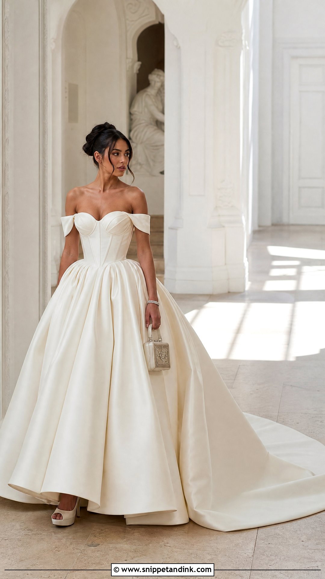 Off Shoulder Ball Trail Gown - Snippet and Ink - 20 Trail Gown Ideas