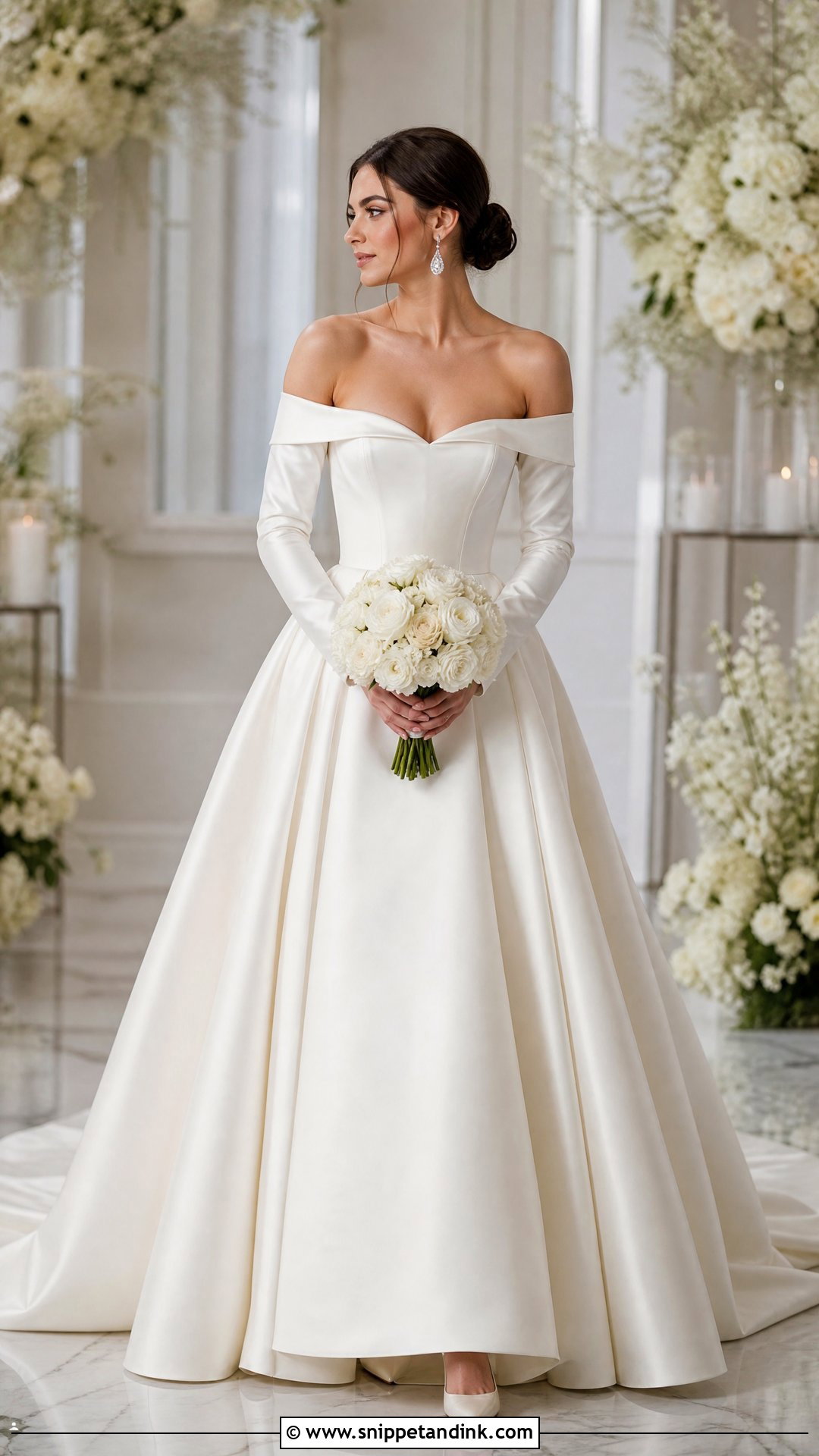 Off Shoulder Ballgown Wedding Dress With Sleeves - Snippet and Ink - 25 Ballgown Wedding Dress with Sleeves
