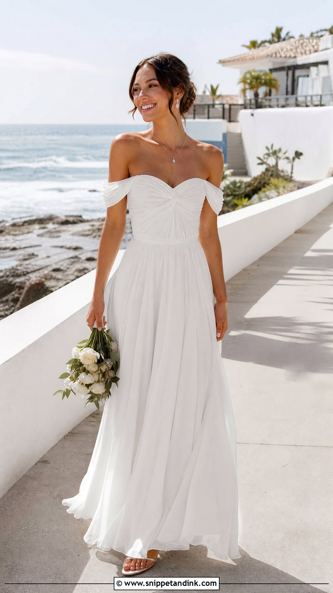 Off Shoulder Beach Bridal Gown - Snippet and Ink - 25 Beach Bridal Gown Ideas
