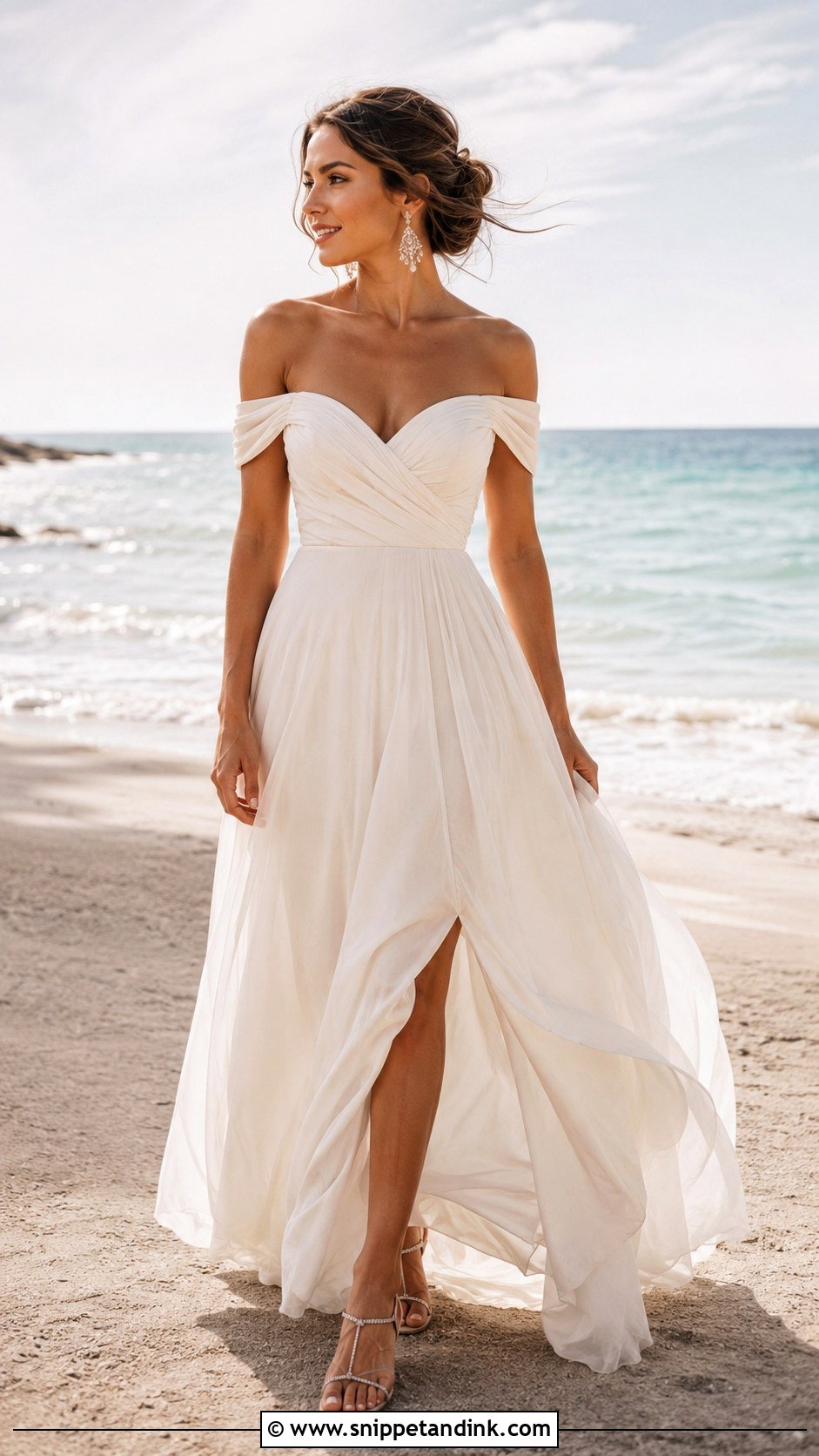 Off Shoulder Beach Wedding Dress - Snippet and Ink - 30 Beach Wedding Dresses