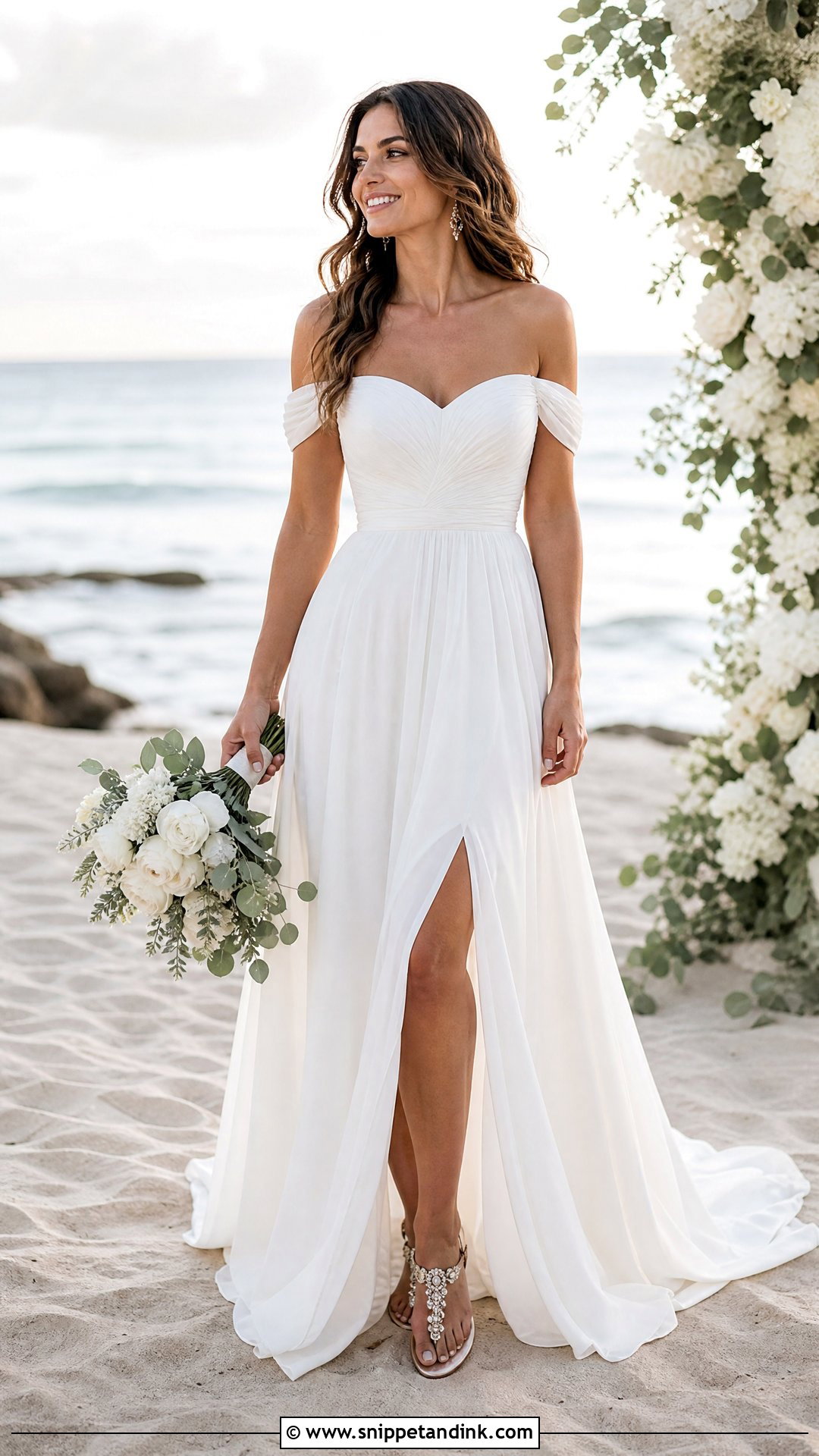 Off Shoulder Beach Wedding Dress - Snippet and Ink - 25 Simple Beach Wedding Dress Ideas