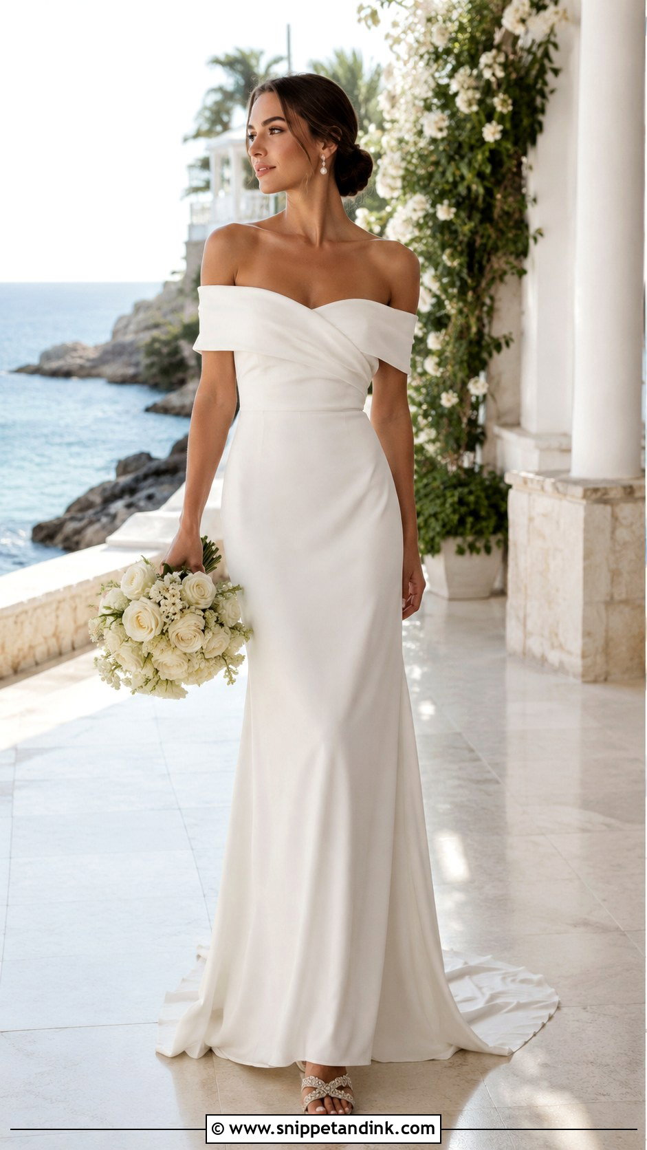 Off Shoulder Beach Wedding Dress - Snippet and Ink - 20 Destination Wedding Dress Beach Ideas