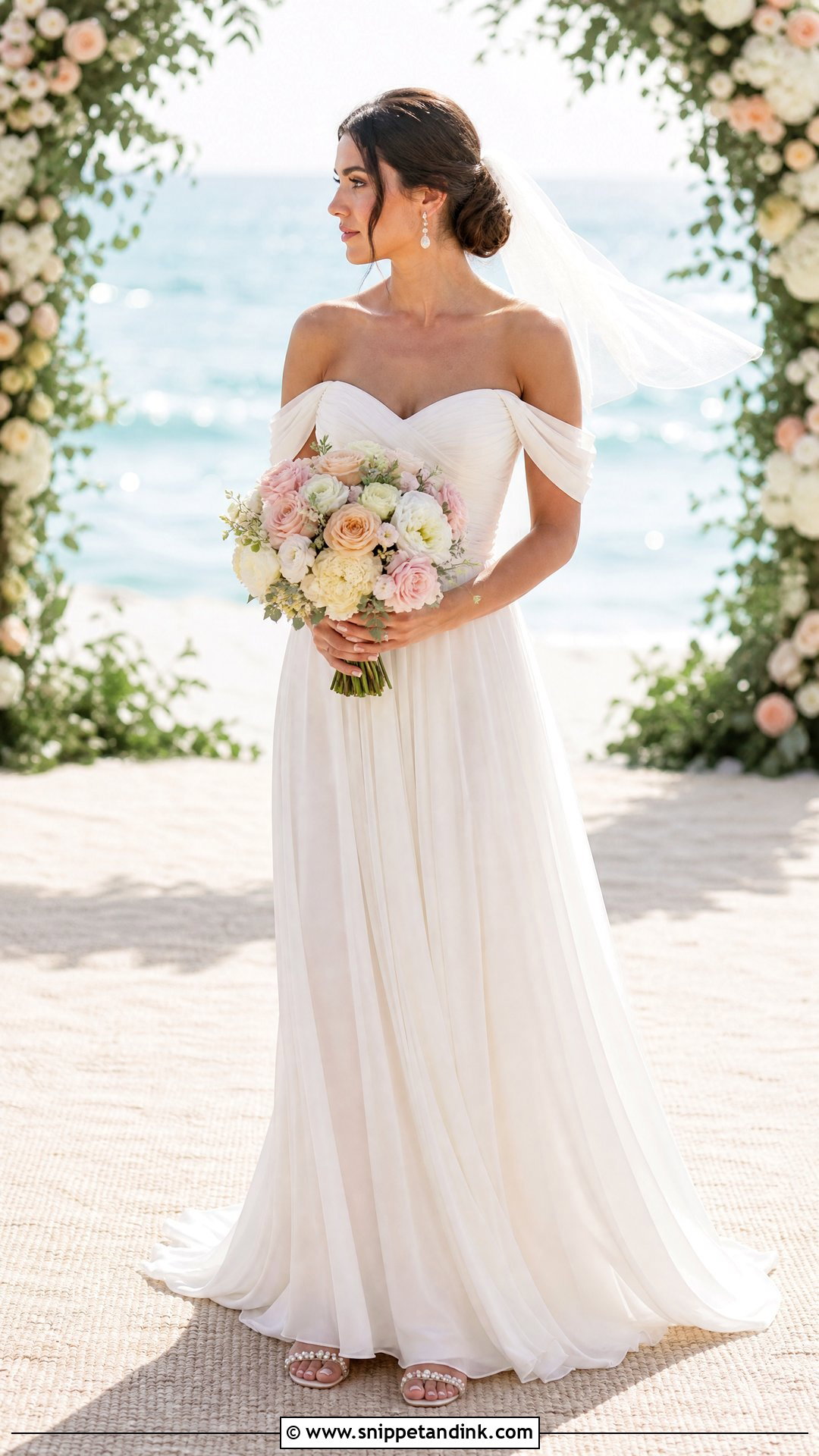 Off Shoulder Beach Wedding Dress - Snippet and Ink - 20 Summer Wedding Dress Beach Ideas