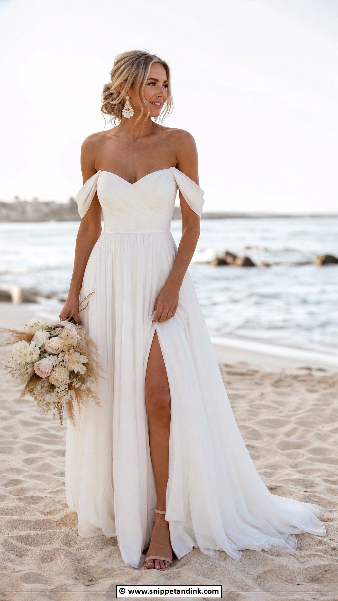 Off Shoulder Beach Wedding Dress - Snippet and Ink - 35 Beach Wedding Dress Ideas