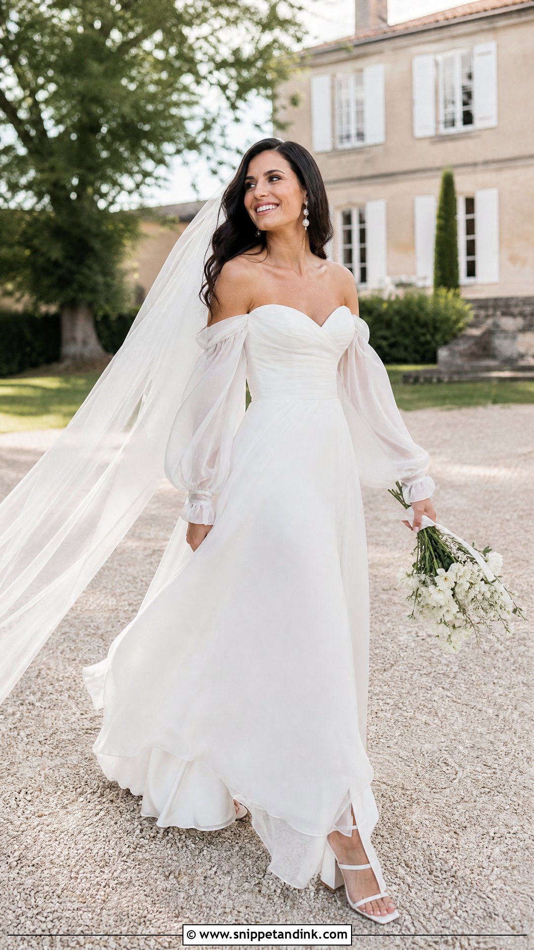Off Shoulder Bishop Sleeve Wedding Dress - Snippet and Ink - 20 Off Shoulder Sleeve Wedding Dress Ideas