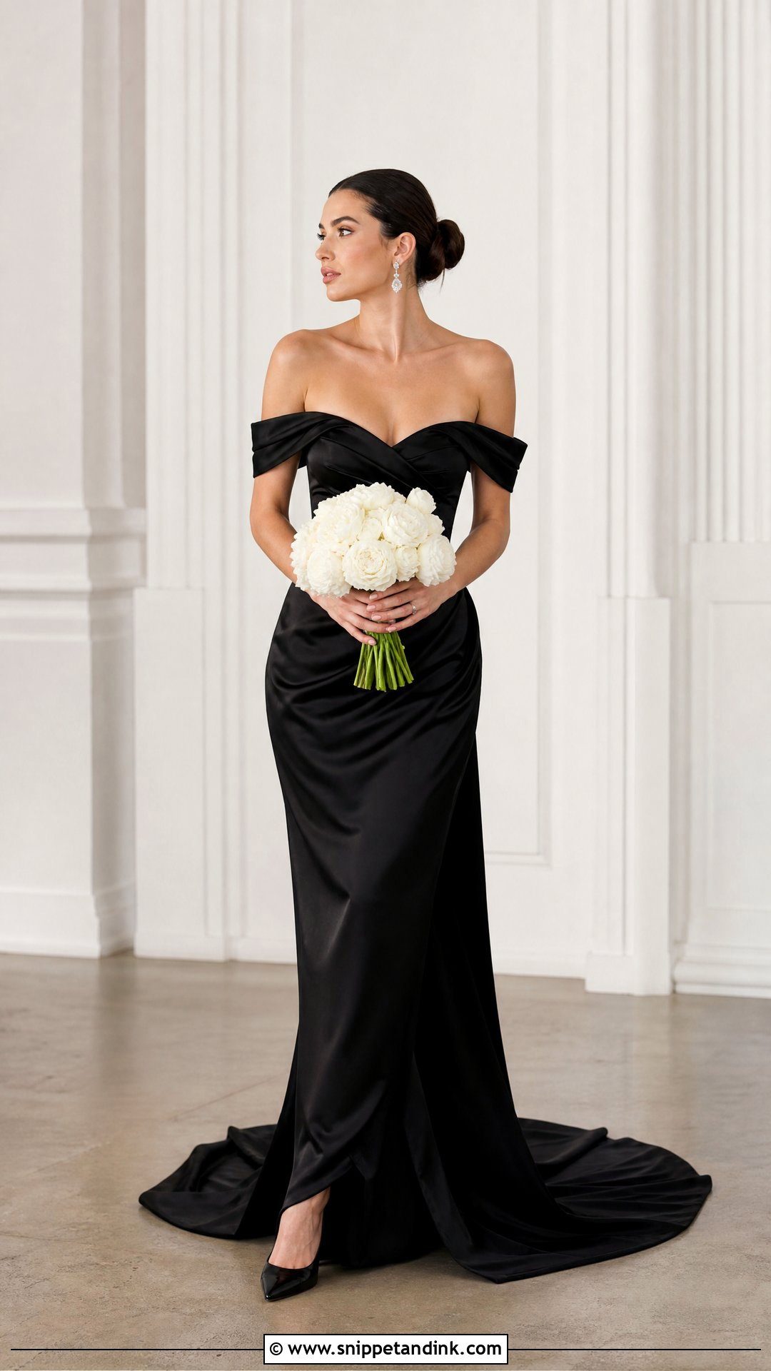 Off Shoulder Black Wedding Dress - Snippet and Ink - 25 Edgy Wedding Dress Ideas