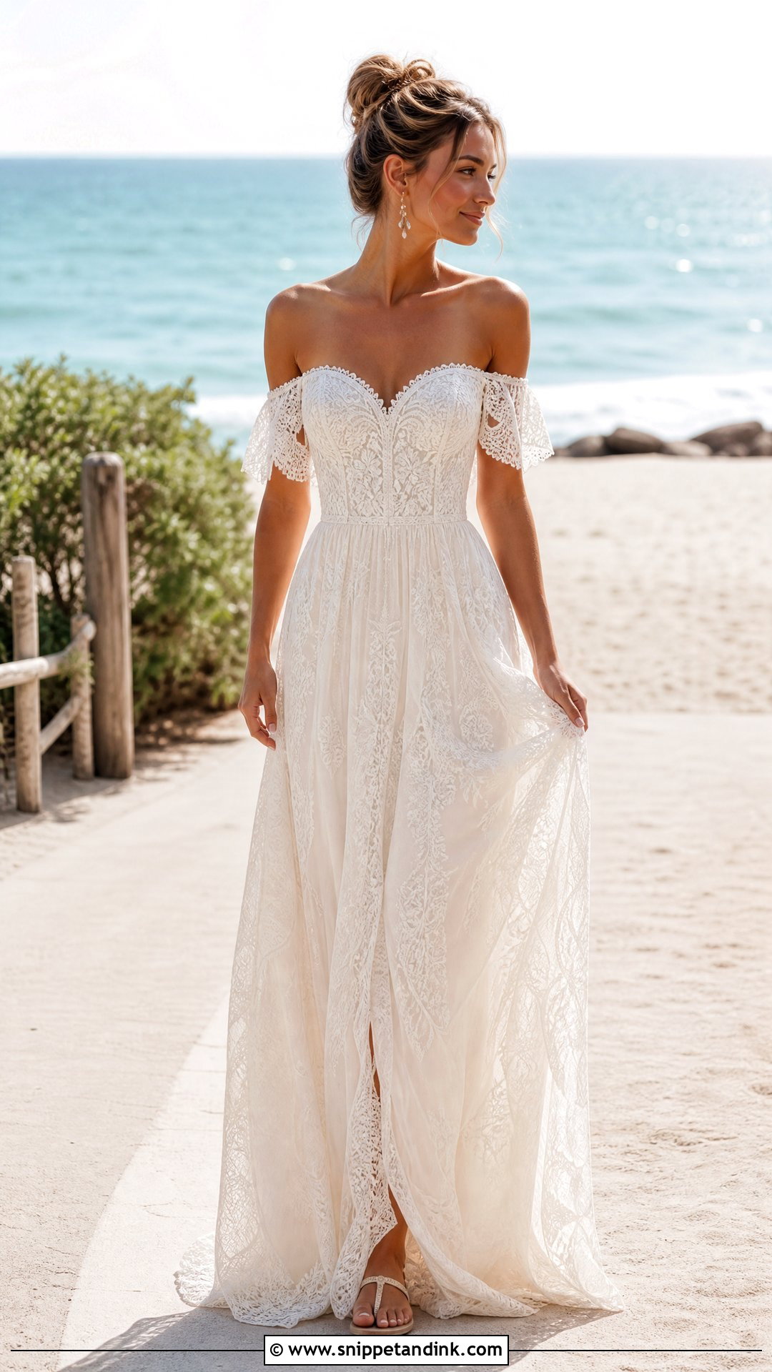 Off Shoulder Boho Beach Wedding Dress - Snippet and Ink - 25 Beach Wedding Dress Boho Ideas