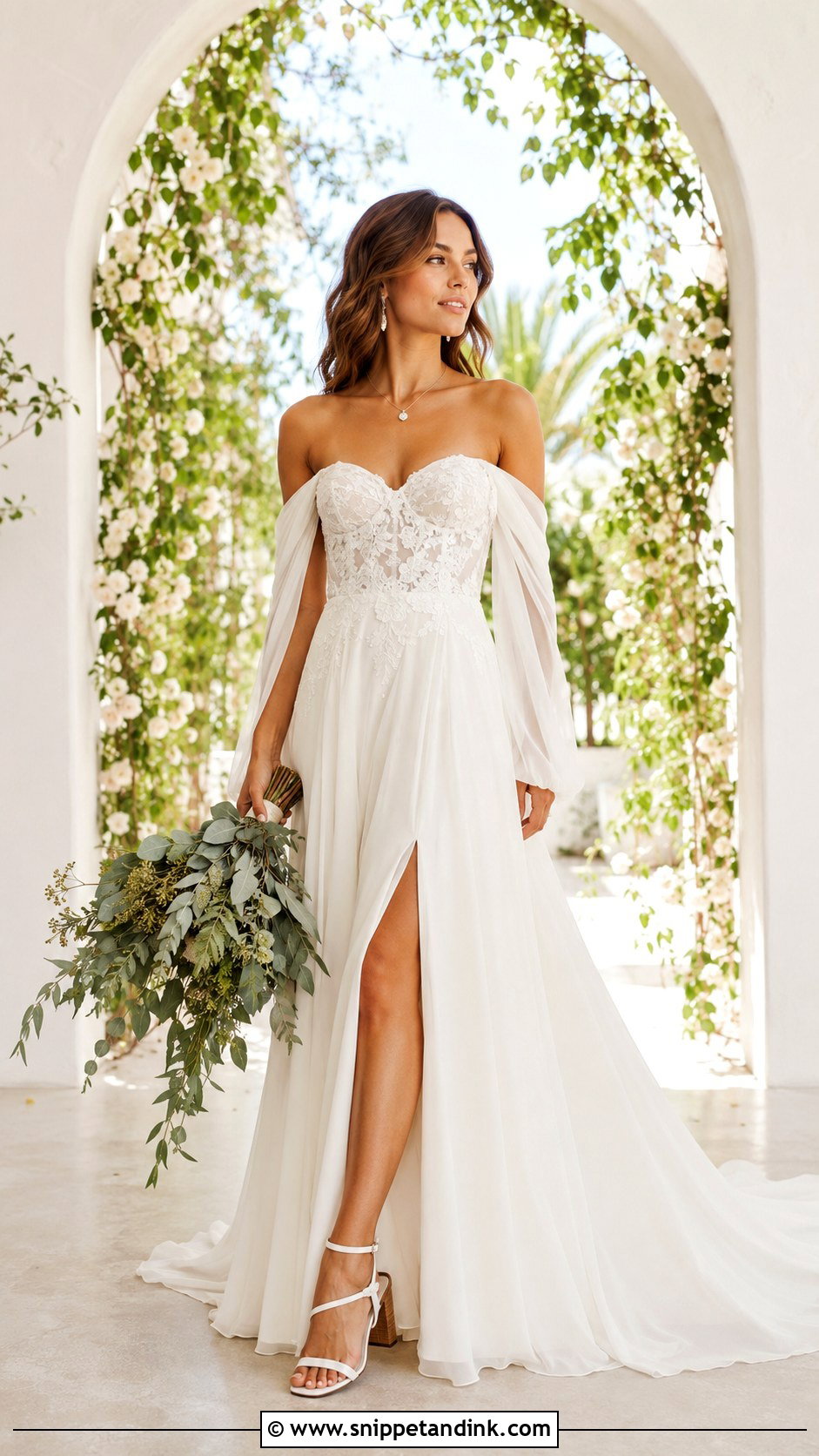 Off Shoulder Boho Bridal Gown - Snippet and Ink - 20 Boho Bridal Gowns
