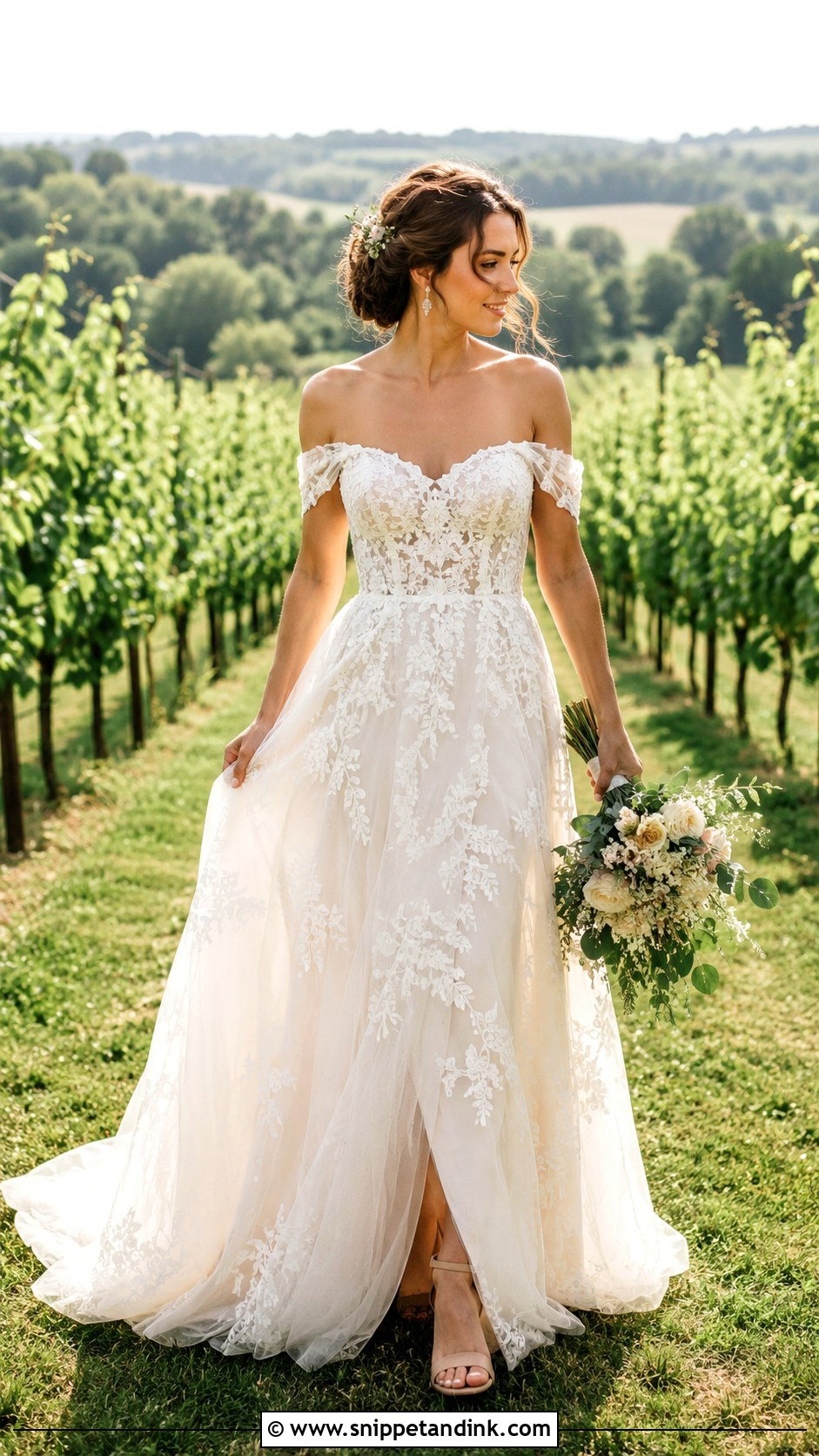 Off Shoulder Boho Spring Wedding Dress - Snippet and Ink - 20 Boho Spring Wedding Dress Ideas