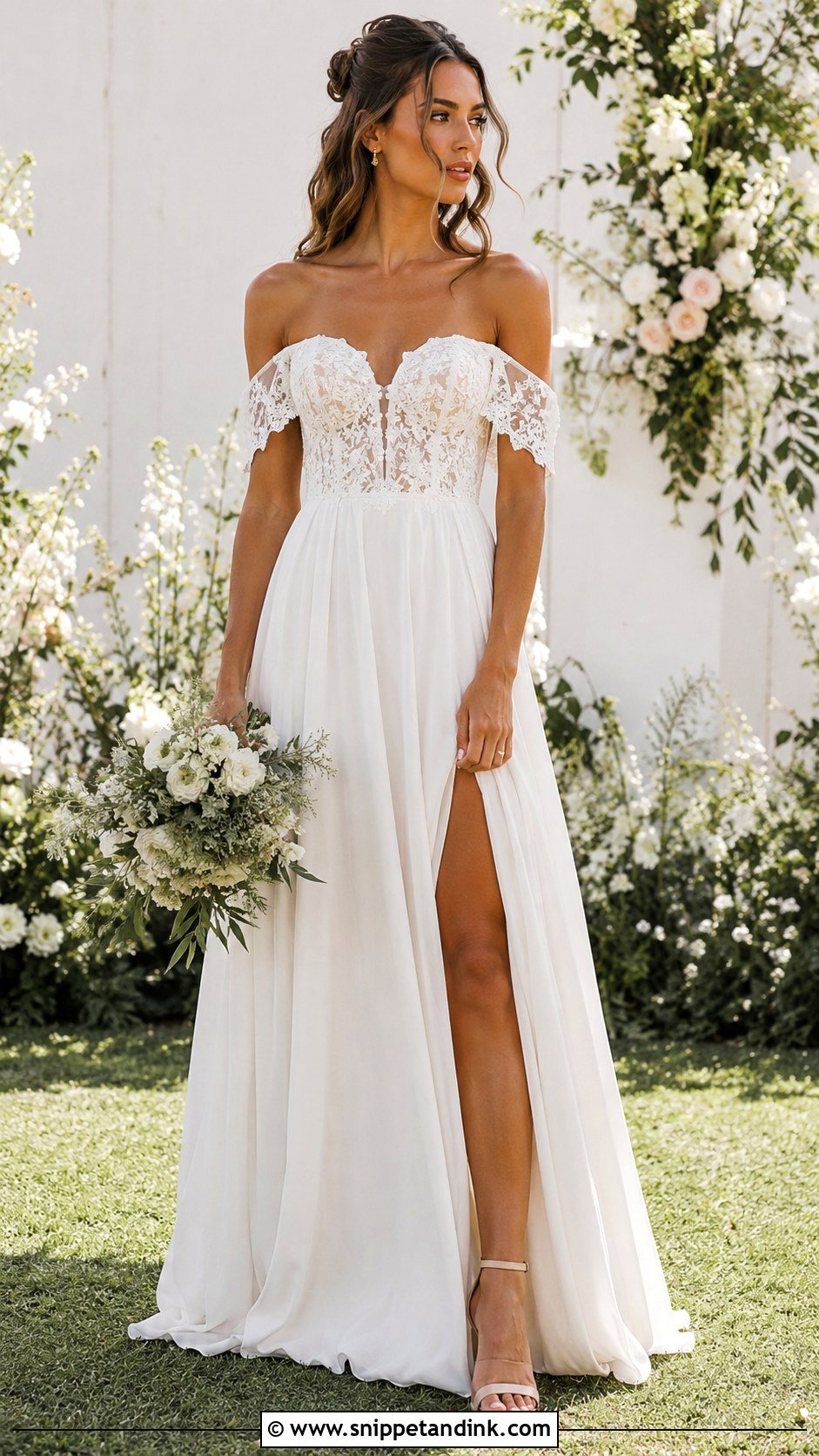 Off Shoulder Boho Wedding Dress - Snippet and Ink - 20 Boho Chic Wedding Dresses