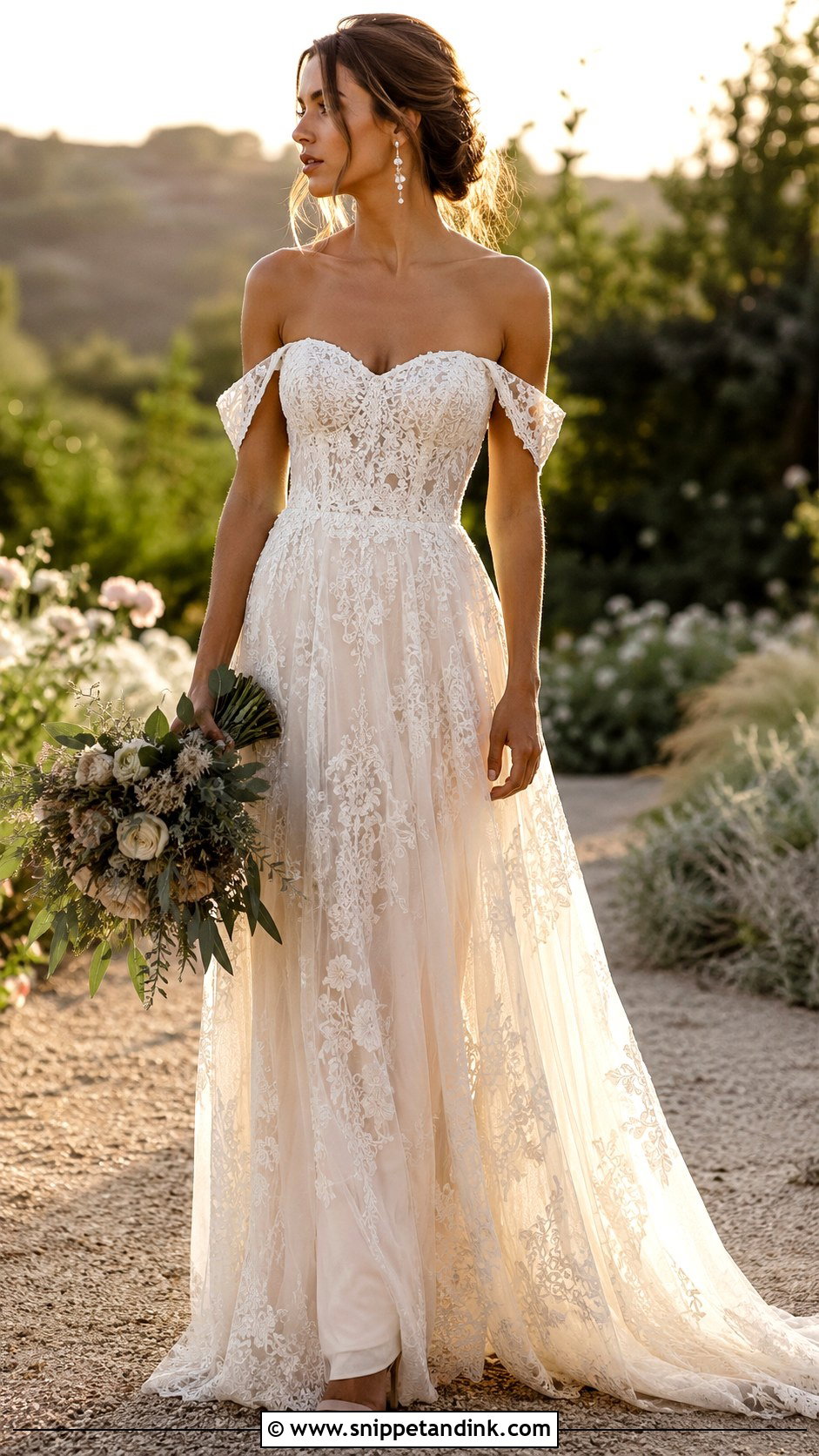 Off Shoulder Boho Wedding Dress - Snippet and Ink - 25 Boho Style Wedding Dress Ideas