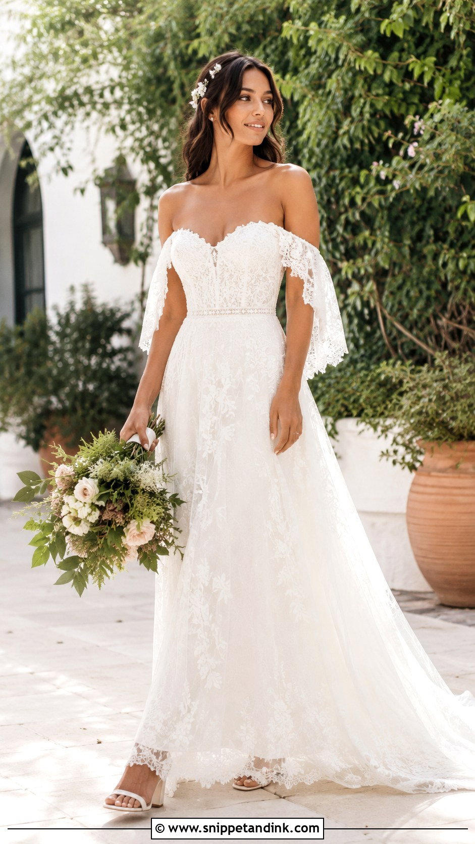 Off Shoulder Boho Wedding Dress - Snippet and Ink - 25 Boho Romantic Wedding Dress Ideas