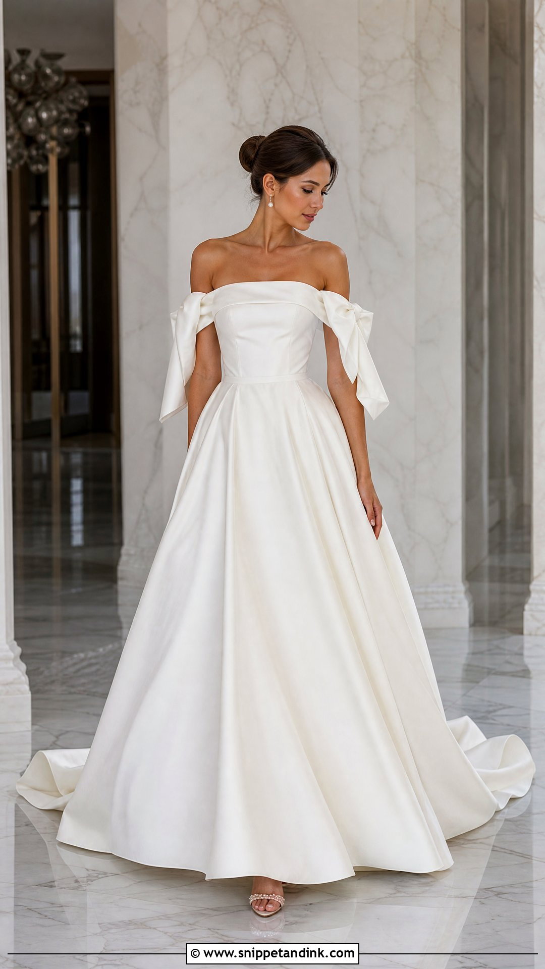 Off Shoulder Bow Wedding Dress - Snippet and Ink - 25 Bow Wedding Dress Ideas