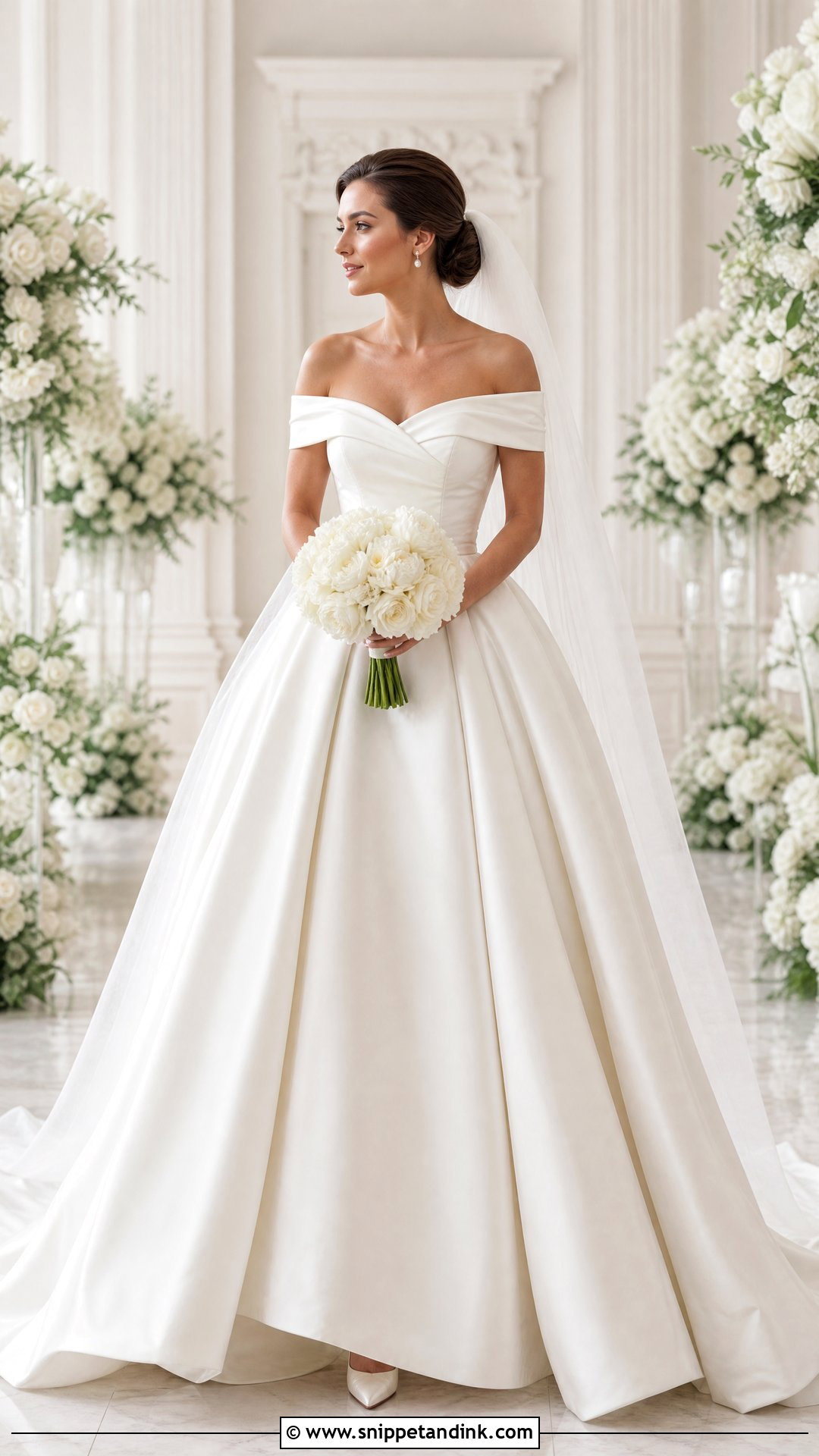 Off Shoulder Bridal Ball Gown - Snippet and Ink - 25 Bridal Ball Gown Ideas