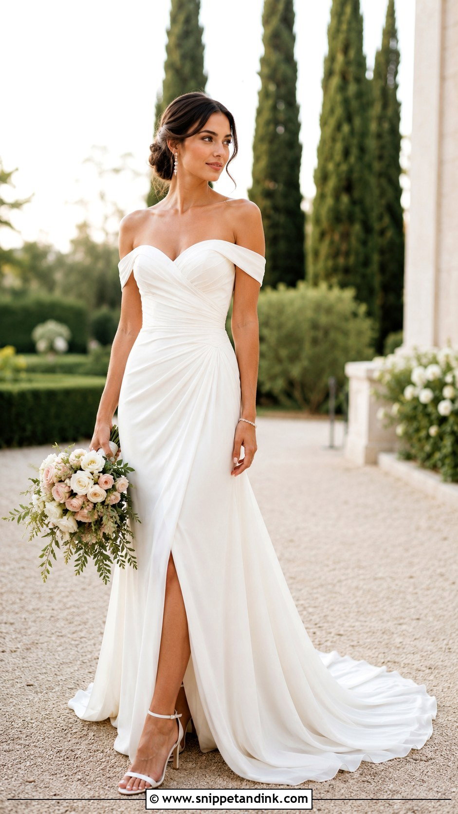 Off Shoulder Bridal Dress - Snippet and Ink - 25 Elegant Bridal Dress Ideas