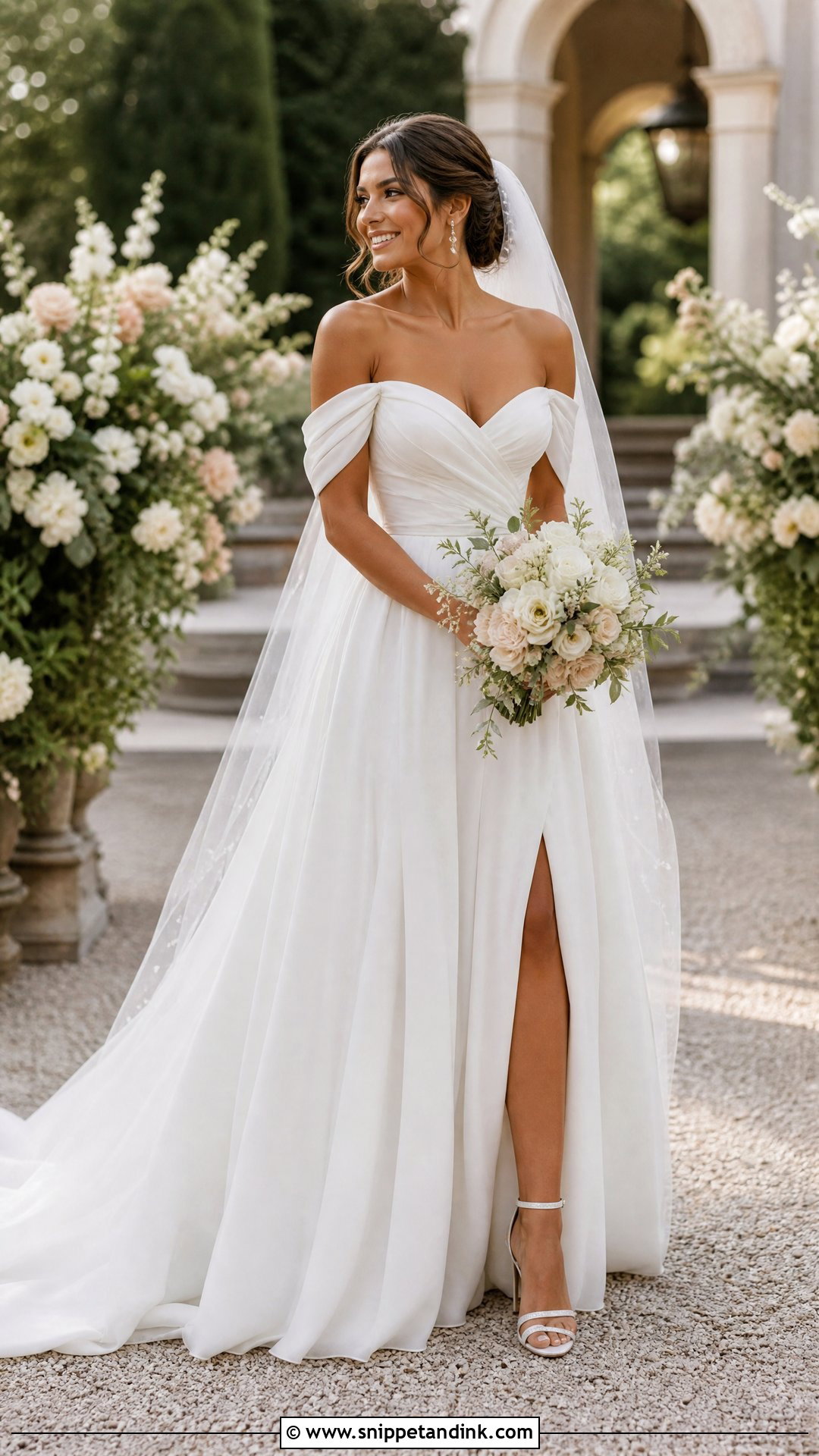 Off Shoulder Bridal Gown - Snippet and Ink - 25 Elegant Bridal Gown Ideas