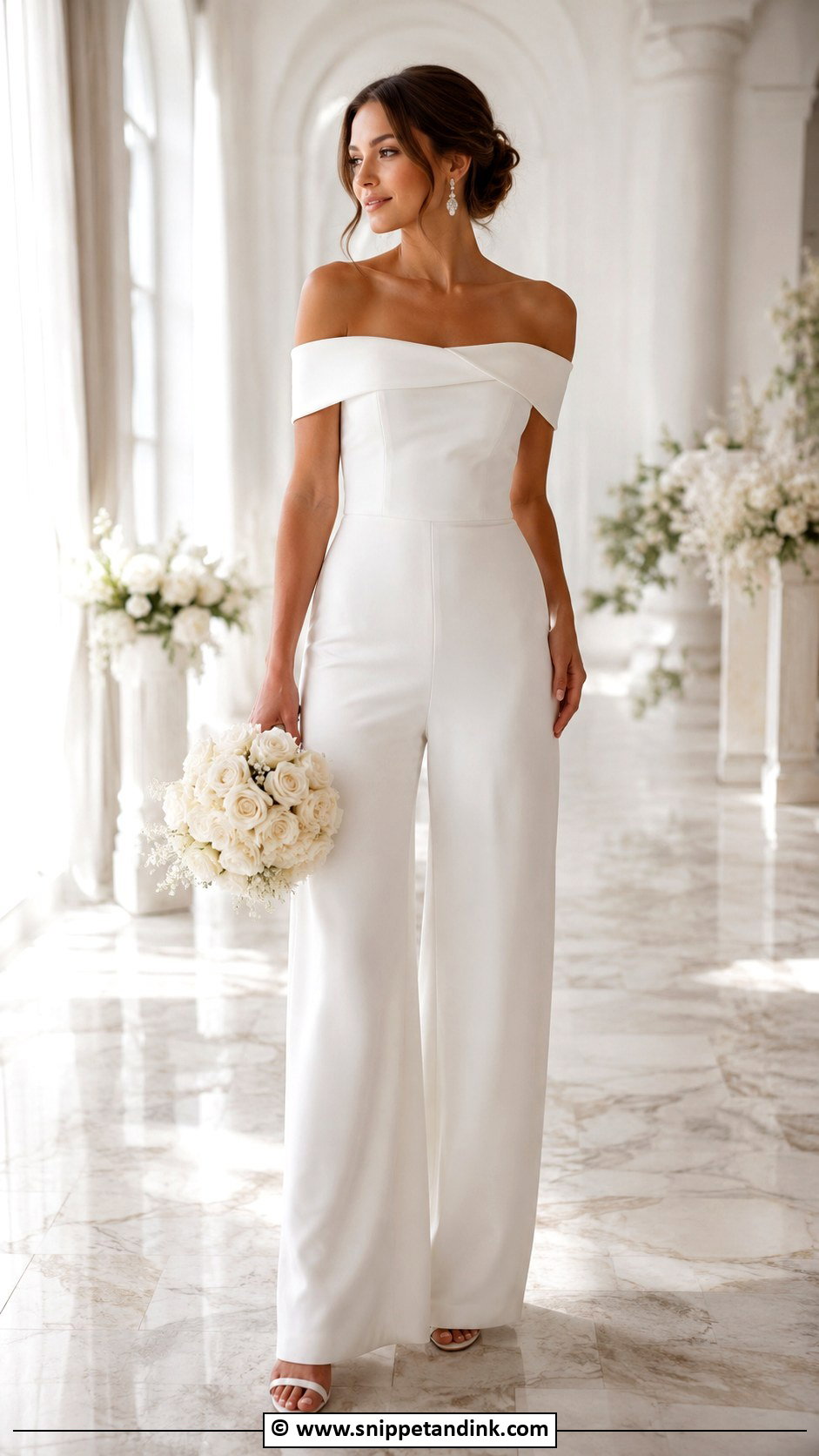 Off Shoulder Bridal Jumpsuit - Snippet and Ink - 25 Jumpsuit Wedding Dress Ideas