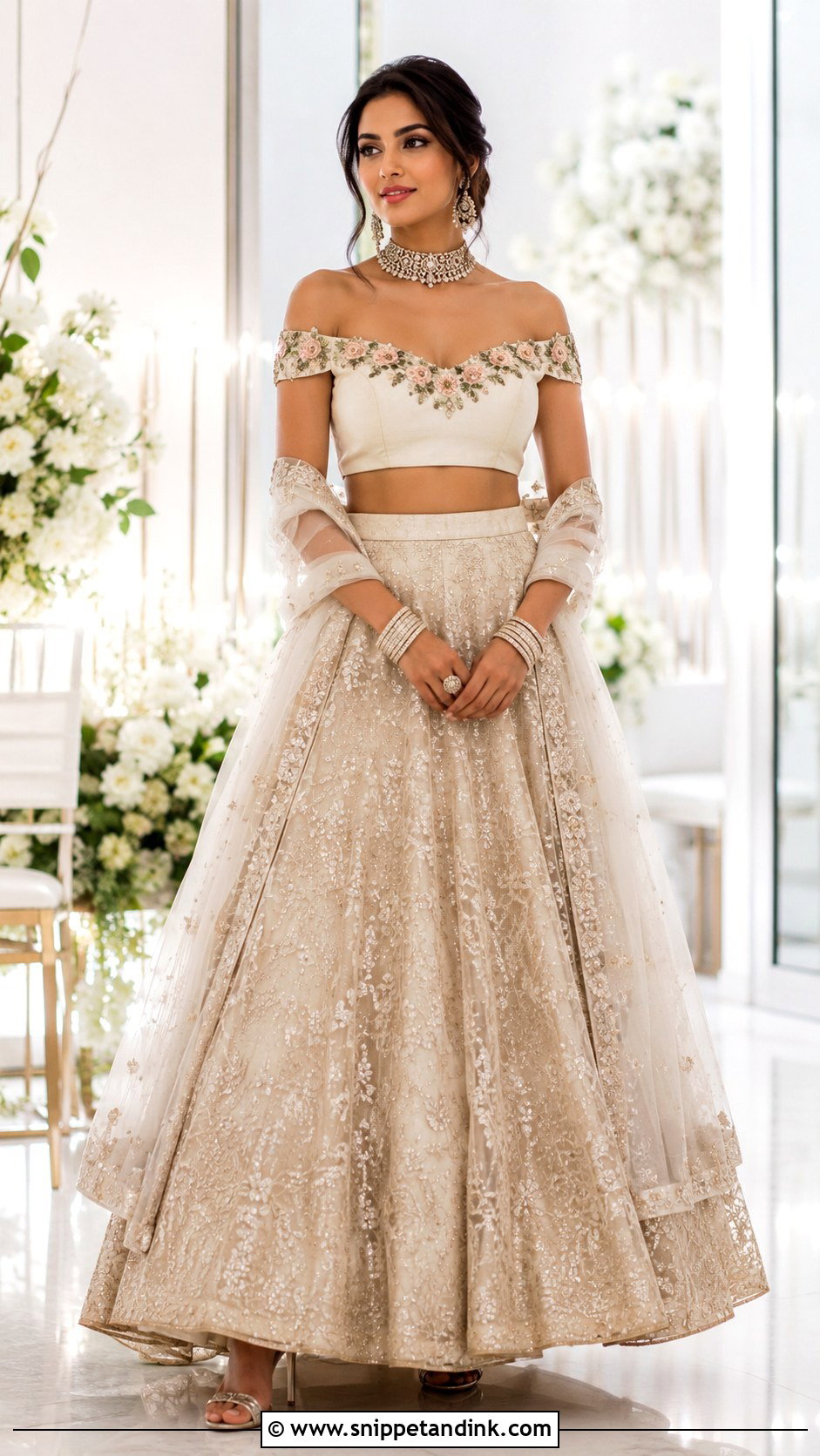 Off Shoulder Bridal Lehenga Blouse - Snippet and Ink - 20 Bridal Lengha Blouse Designs