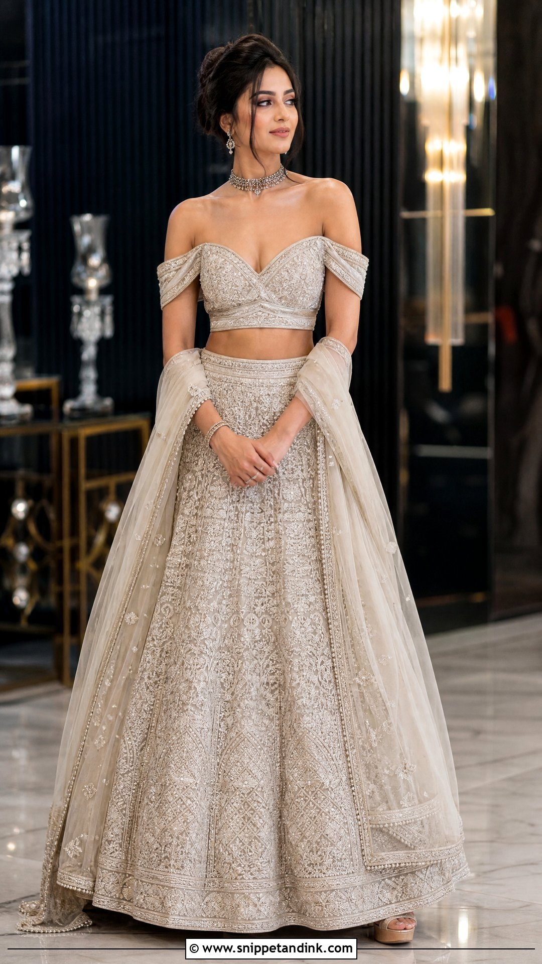 Off Shoulder Bridal Lehenga Choli - Snippet and Ink - 20 Bride Choli Ideas