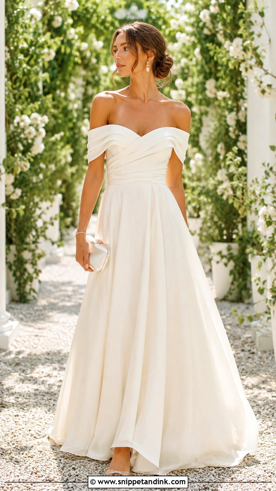 Off Shoulder Bridal Maxi Dress - Snippet and Ink - 20 Bridal Maxi Ideas