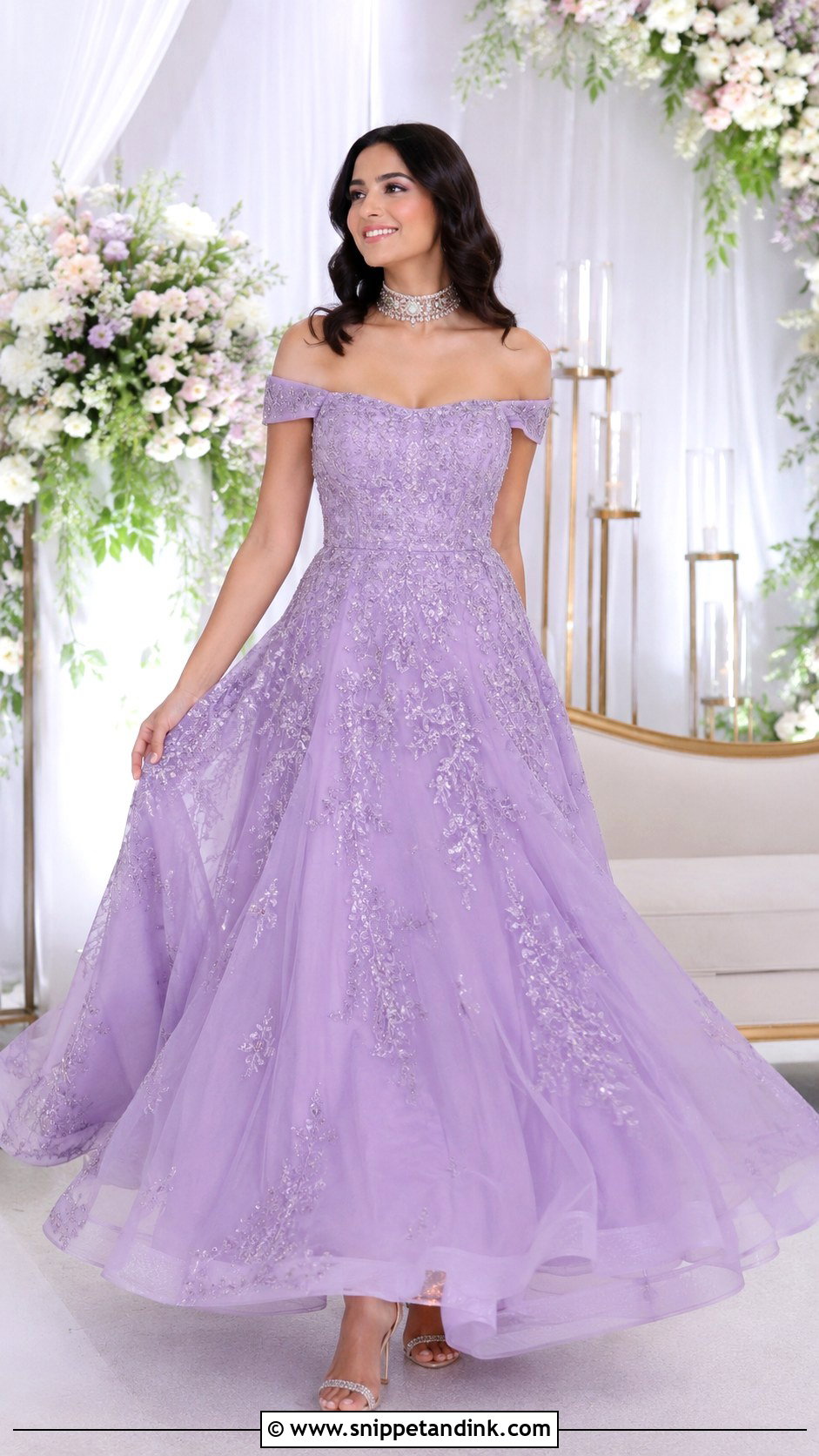 Off Shoulder Bridal Sangeet Gown - Snippet and Ink - 25 Bridal Sangeet Outfit Gown Ideas