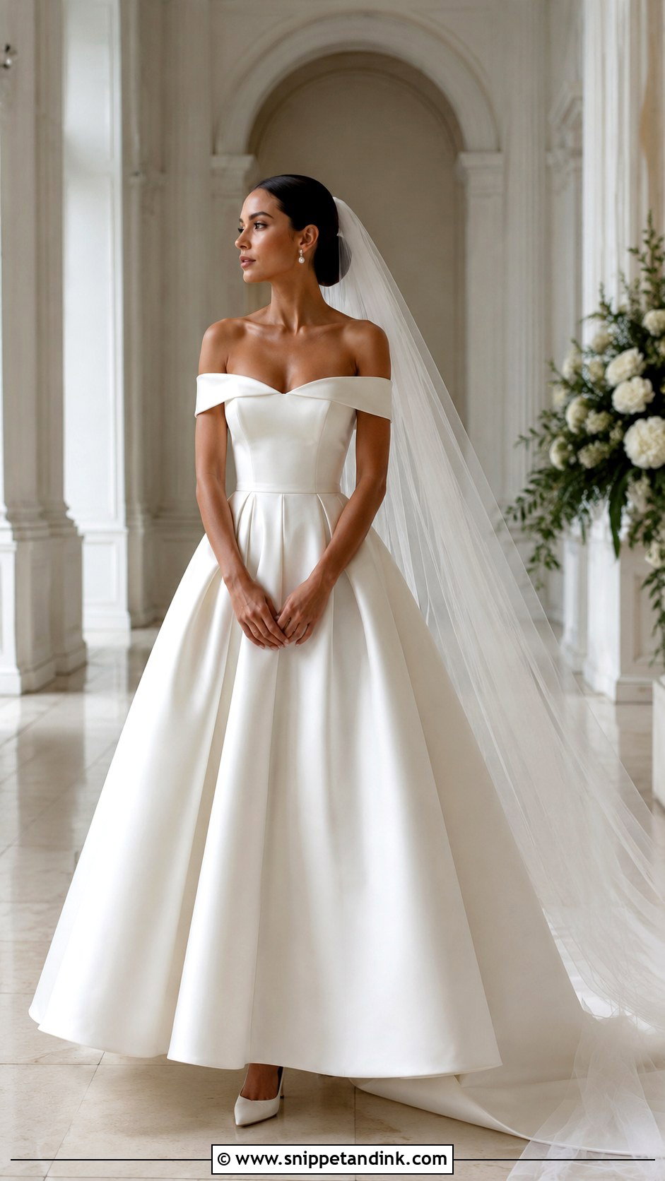 Off Shoulder Bridal Top With Mikado Skirt - Snippet and Ink - 20 Bridal Separates Tops Ideas