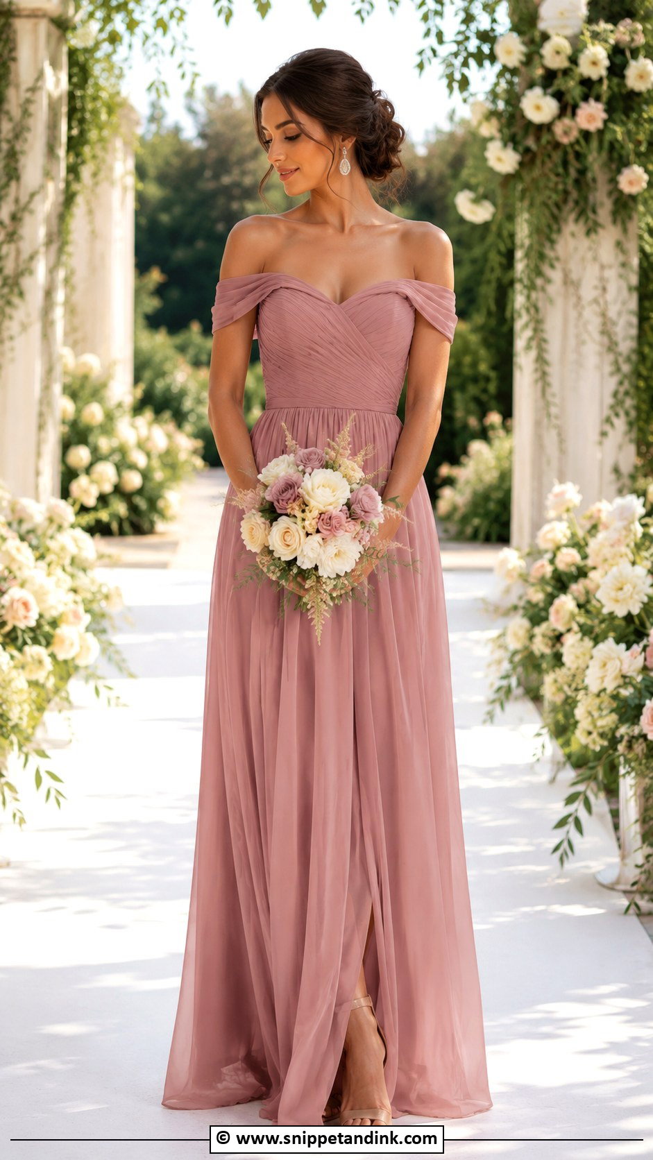 Off Shoulder Bridesmaid Dress - Snippet and Ink - 30 Brides Maids Dresses