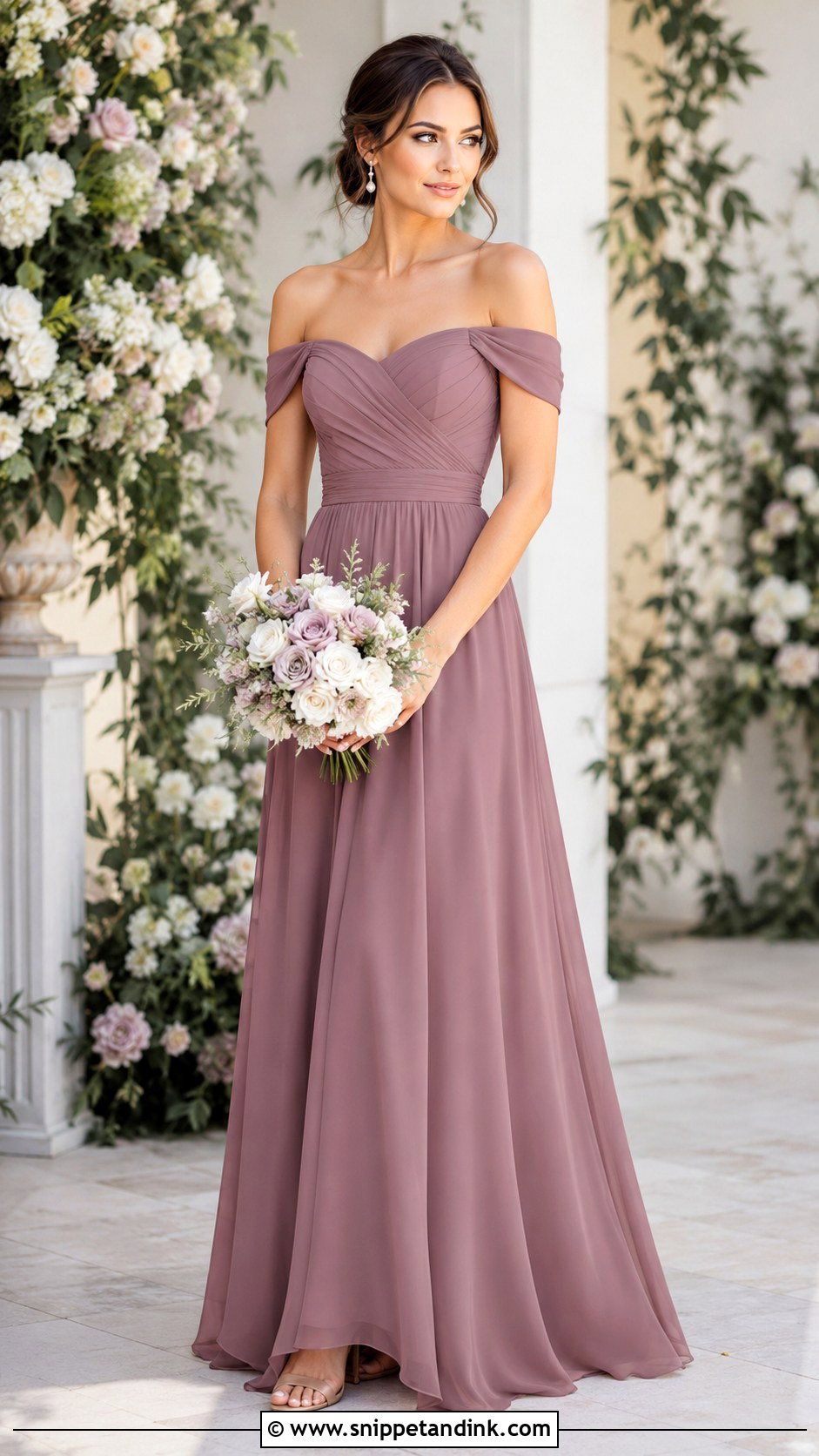 Off Shoulder Bridesmaid Dress - Snippet and Ink - 25 Bridal Maids Dresses Style