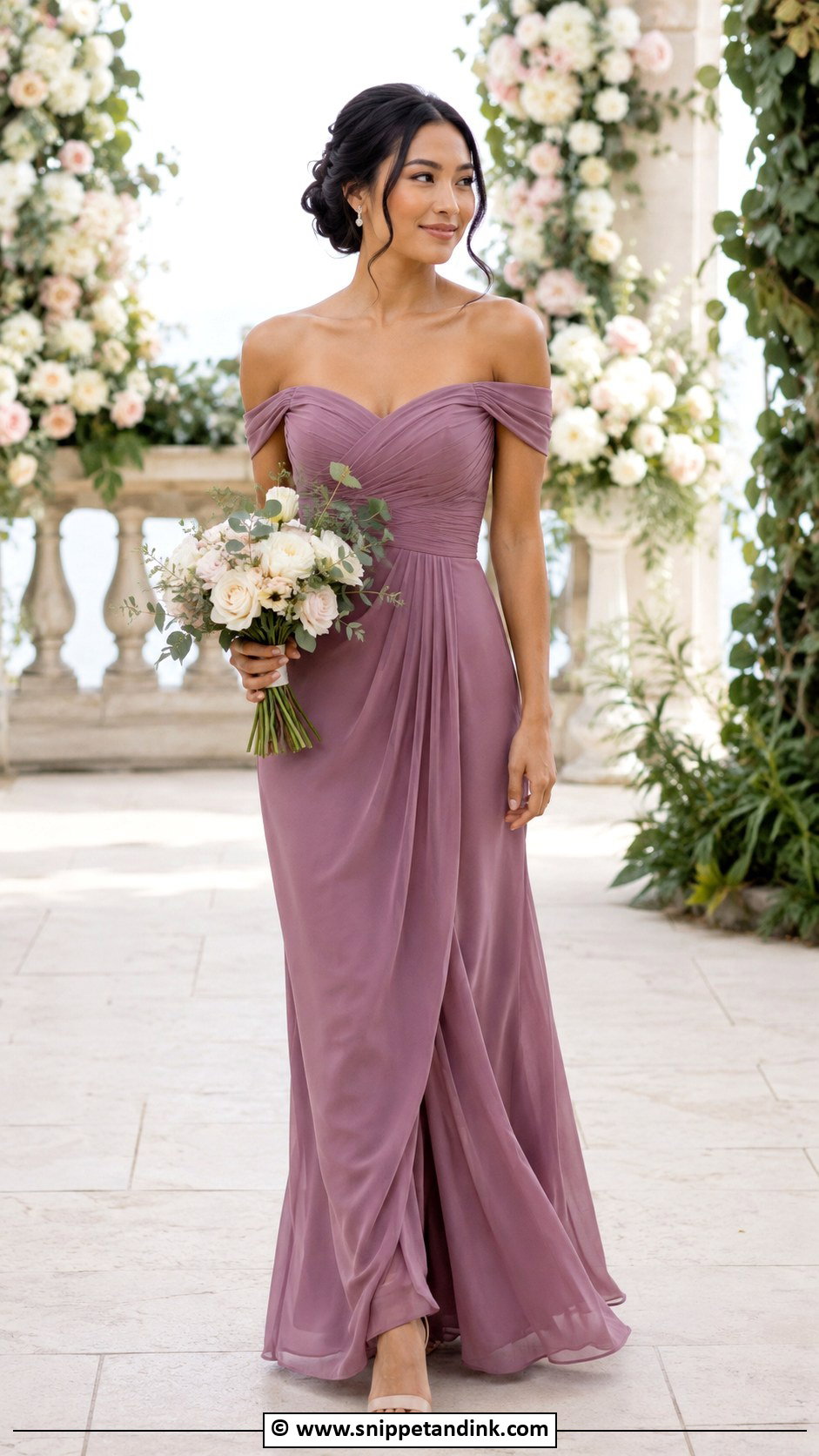Off Shoulder Bridesmaid Dress - Snippet and Ink - 25 Wedding Maids Dresses