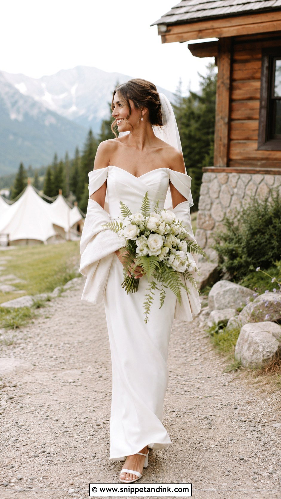 Off Shoulder Camp Wedding Dress - Snippet and Ink - 20 Camp Wedding Dress Ideas