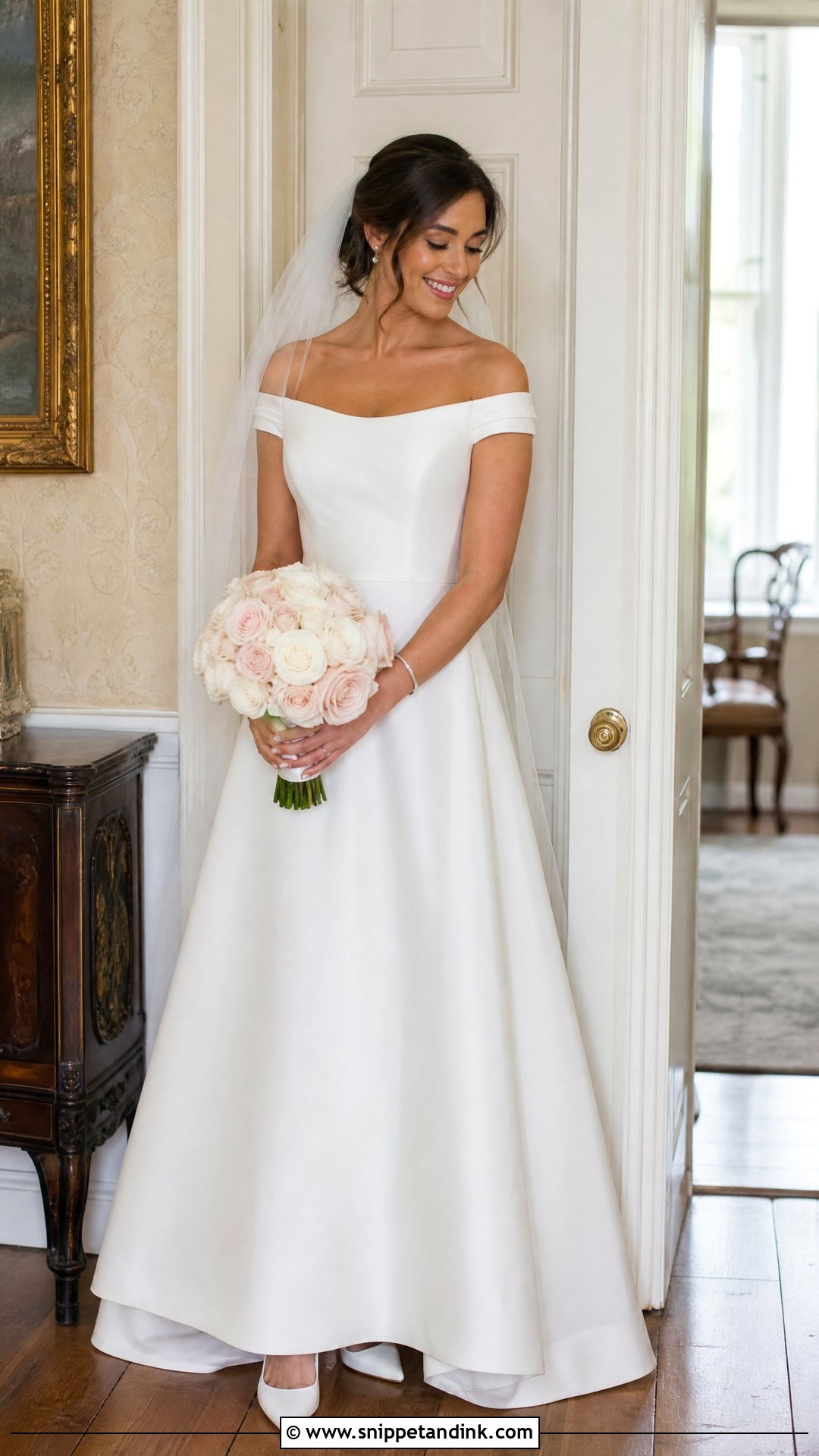 Off Shoulder Cap Sleeve Wedding Dress - Snippet and Ink - 20 Off Shoulder Sleeve Wedding Dress Ideas