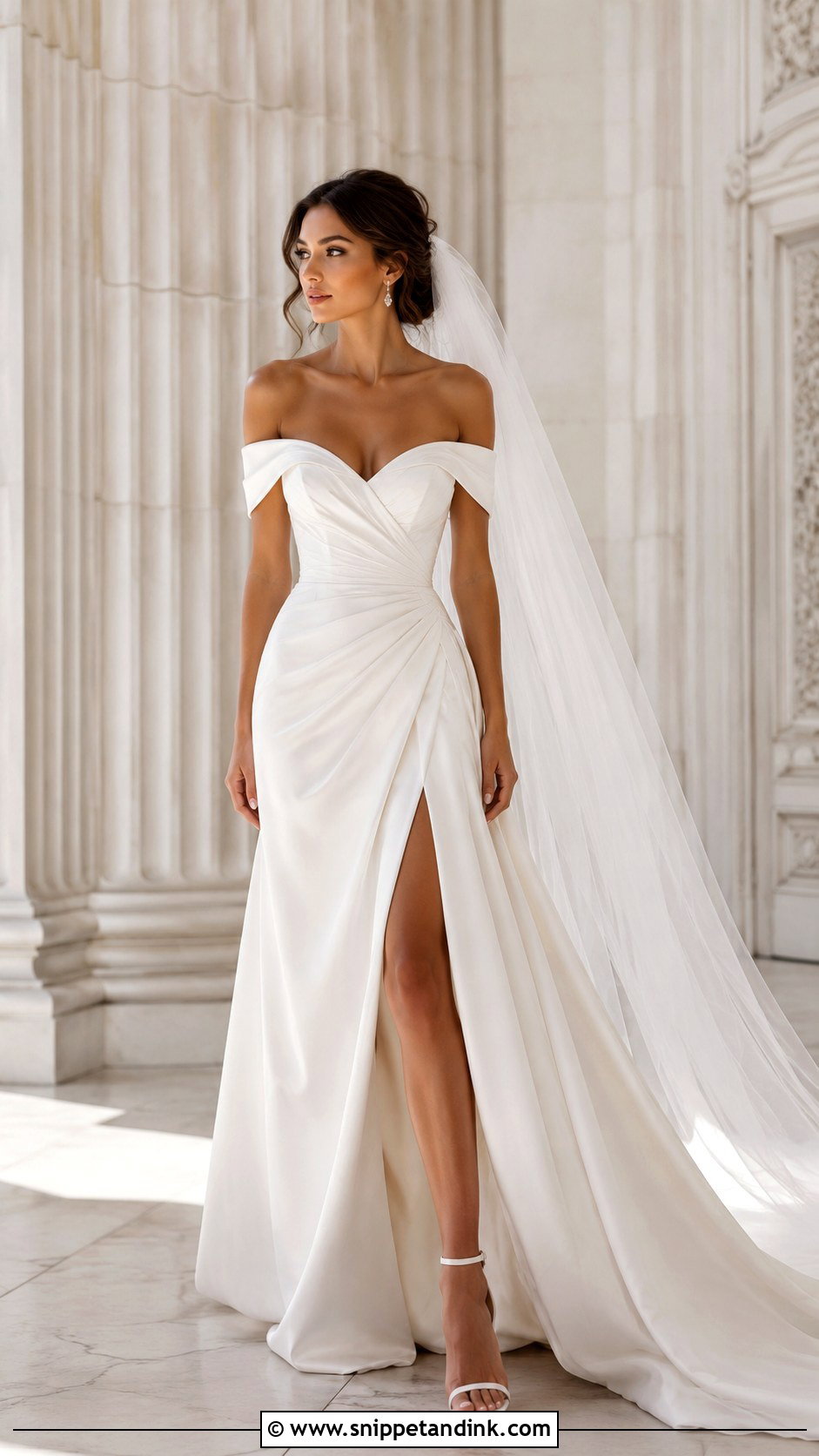 Off Shoulder Cathedral Wedding Dress - Snippet and Ink - 30 Cathedral Wedding Dress Ideas
