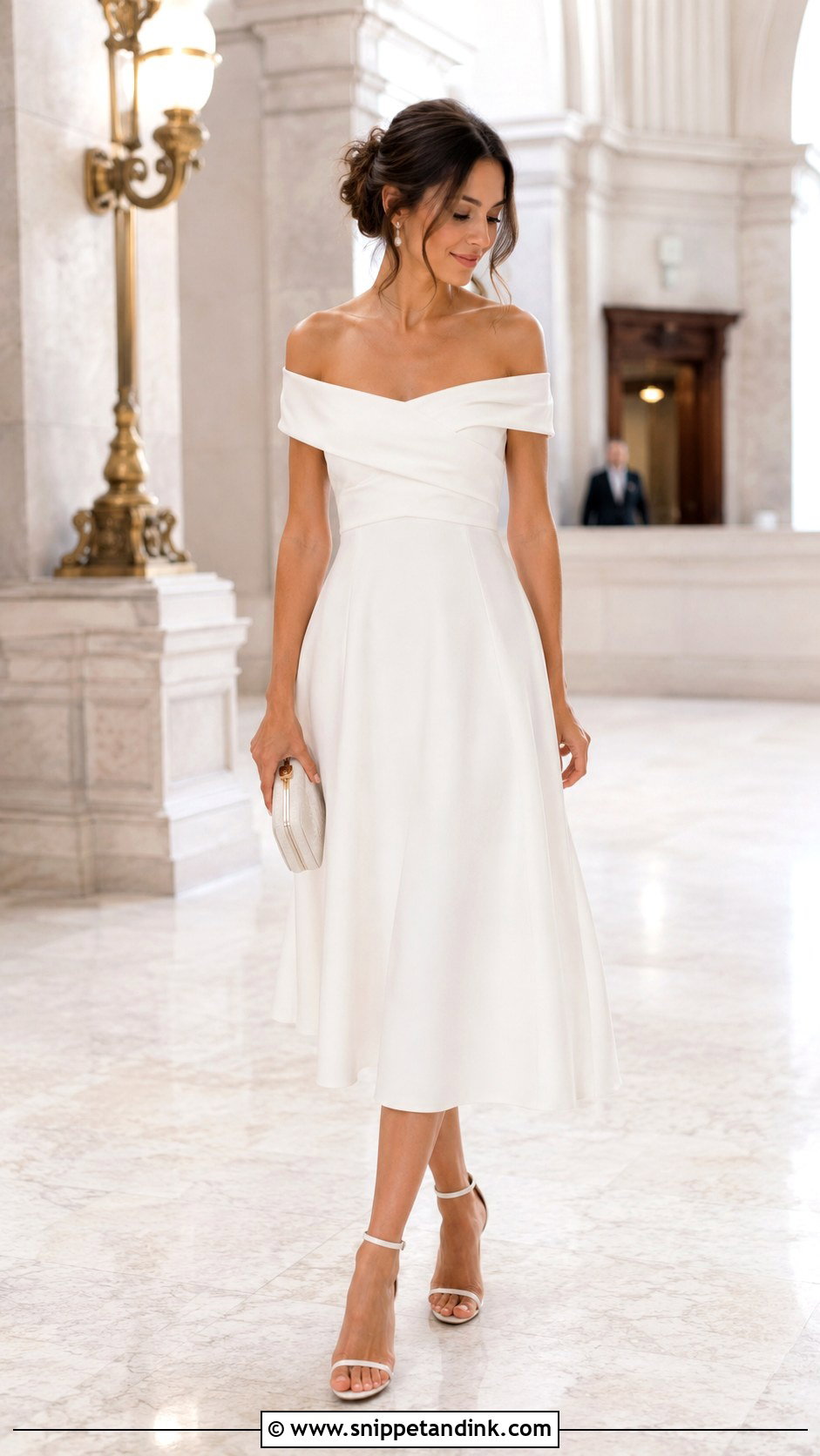 Off Shoulder City Hall Wedding Dress - Snippet and Ink - 25 City Hall Wedding Dress Civil Ceremony Ideas