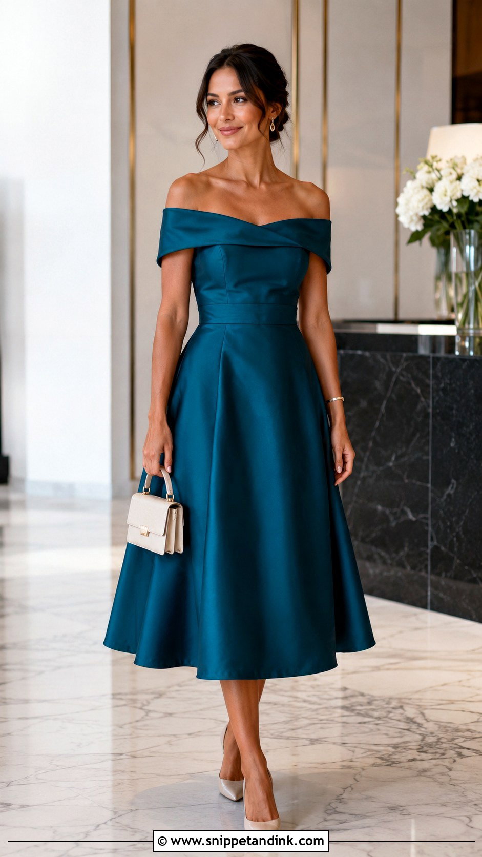 Off Shoulder Cocktail Wedding Party Dress - Snippet and Ink - 20 Dresses for Wedding Party