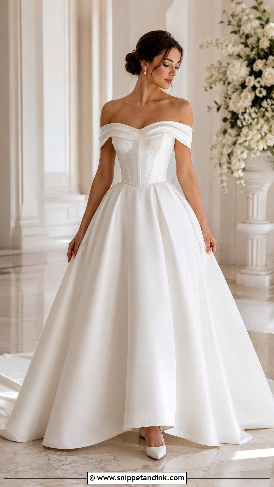 Off Shoulder Corset Bodice Wedding Dress - Snippet and Ink - 25 Wedding Dress Corset Bodice Ideas
