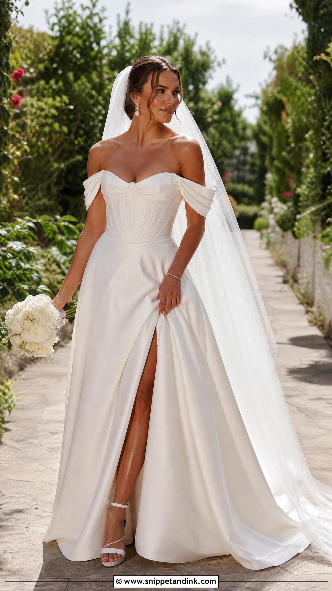 Off Shoulder Corset Bride Dress - Snippet and Ink - 25 Corse Bride Ideas