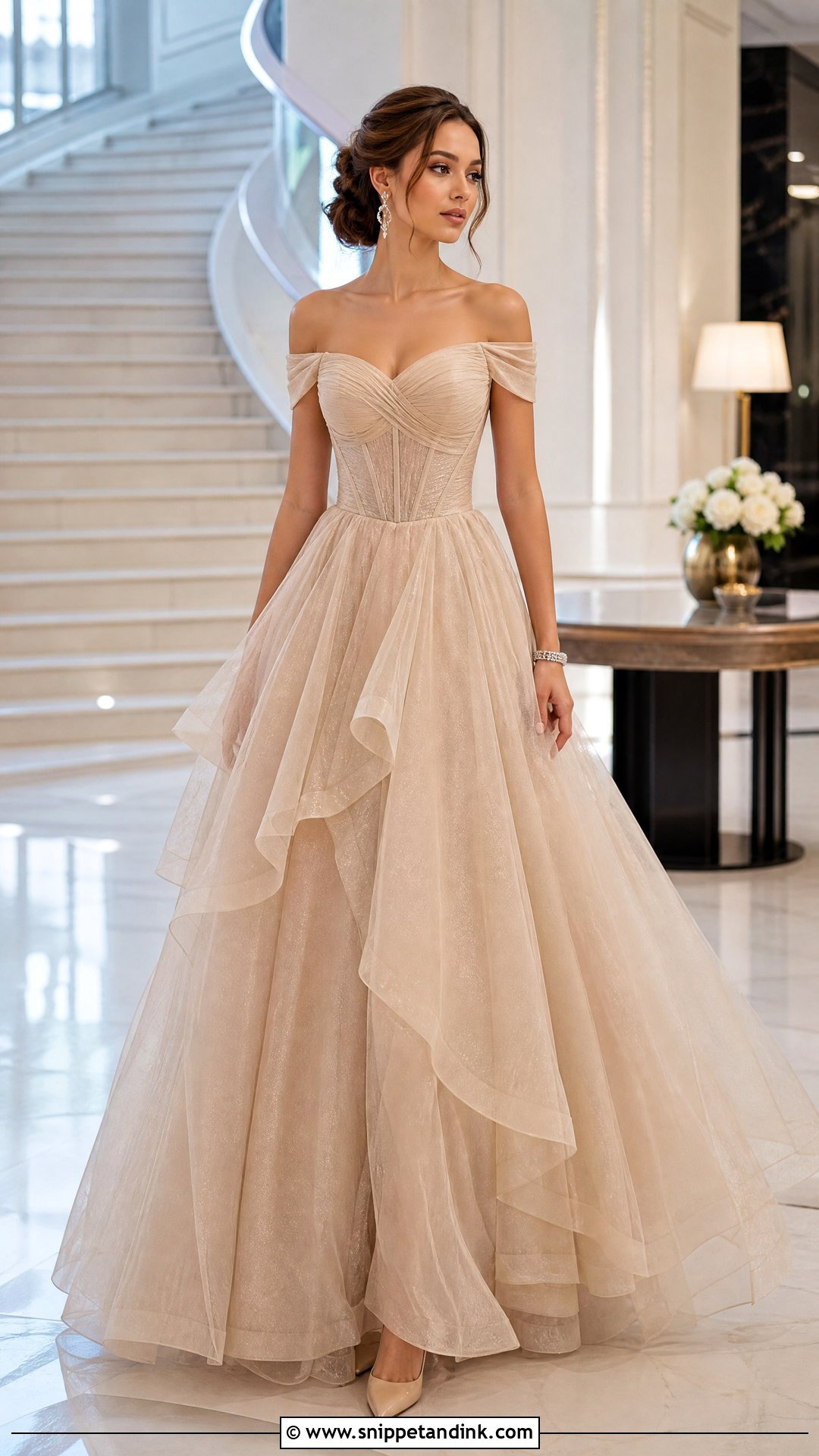 Off Shoulder Corset Gown - Snippet and Ink - 20 New Gown Design Ideas