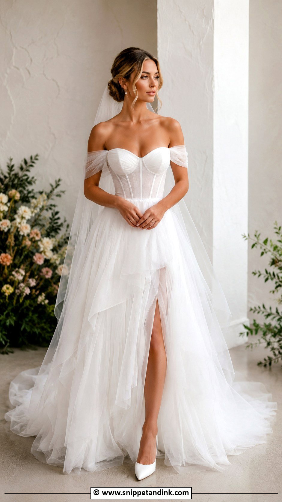 Off Shoulder Corset Wedding Dress - Snippet and Ink - 35 Off Shoulder Wedding Dress Ideas