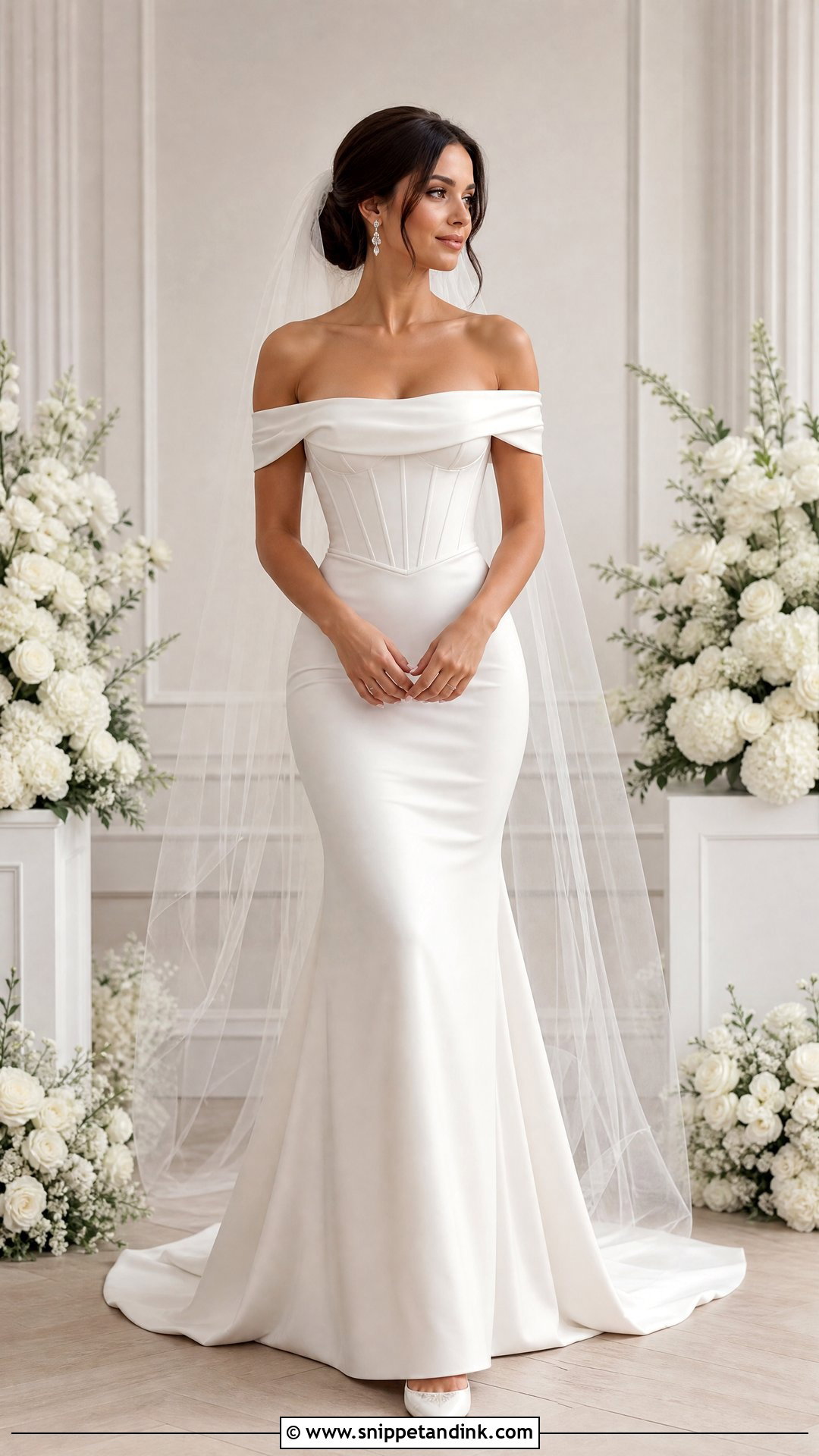 Off Shoulder Corset Wedding Dress - Snippet and Ink - 20 Tight Fitting Wedding Dresses