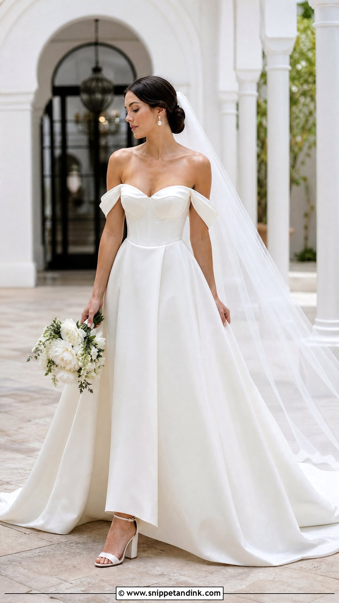 Off Shoulder Corset Wedding Dress - Snippet and Ink - 20 Wedding Dresses with Corset Top