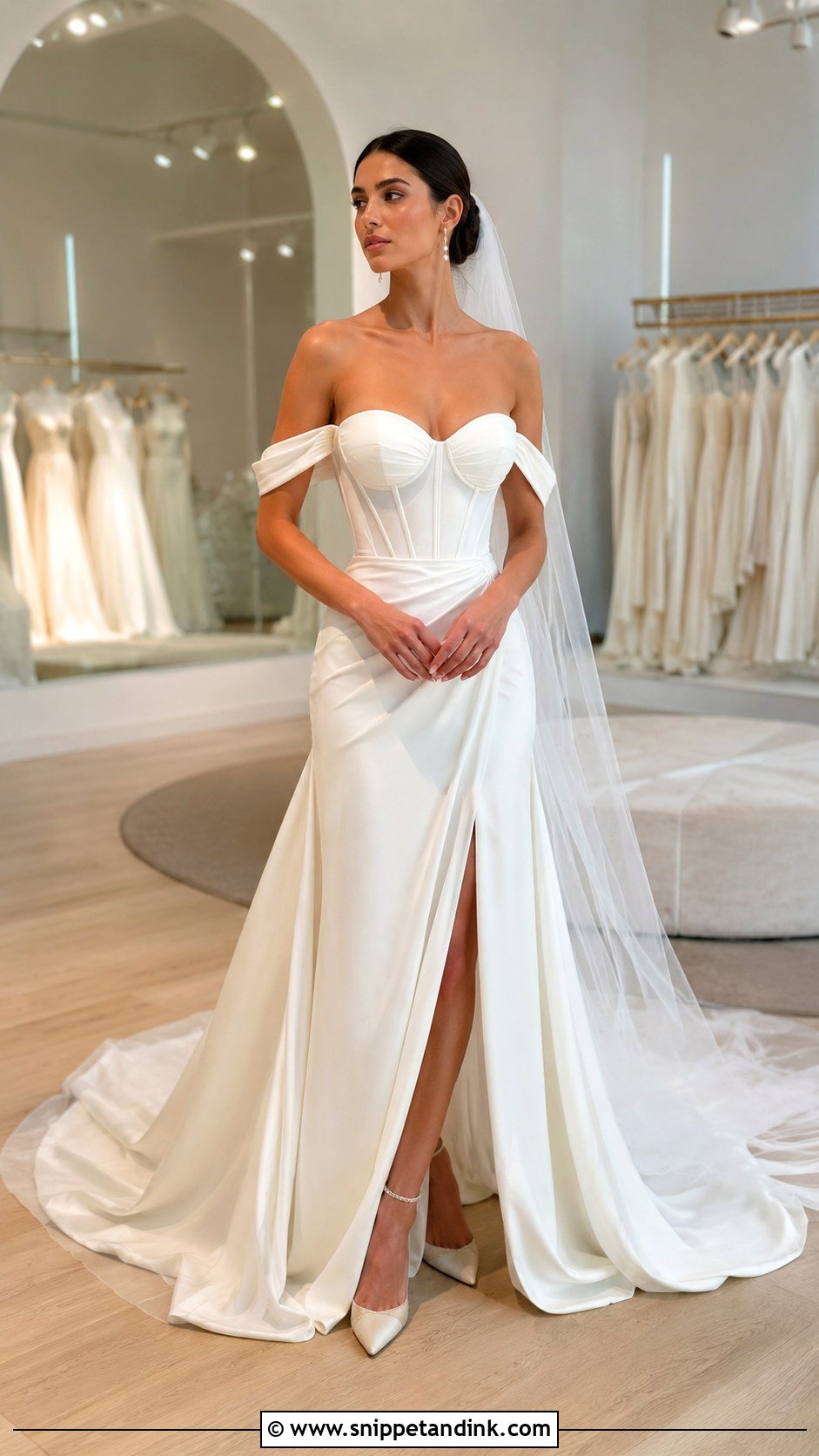 Off Shoulder Corset Wedding Dress With Sleeves - Snippet and Ink - 25 Corset Wedding Dress with Sleeves