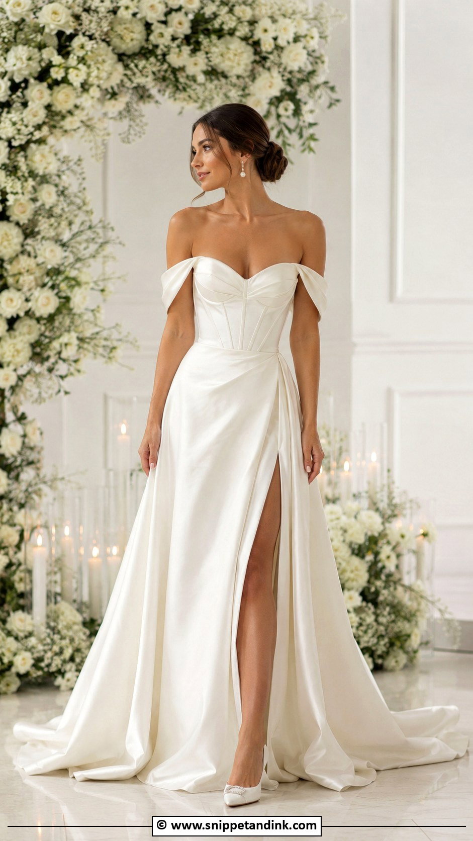 Off Shoulder Corset Wedding Dress - Snippet and Ink - 30 Corset Wedding Dresses