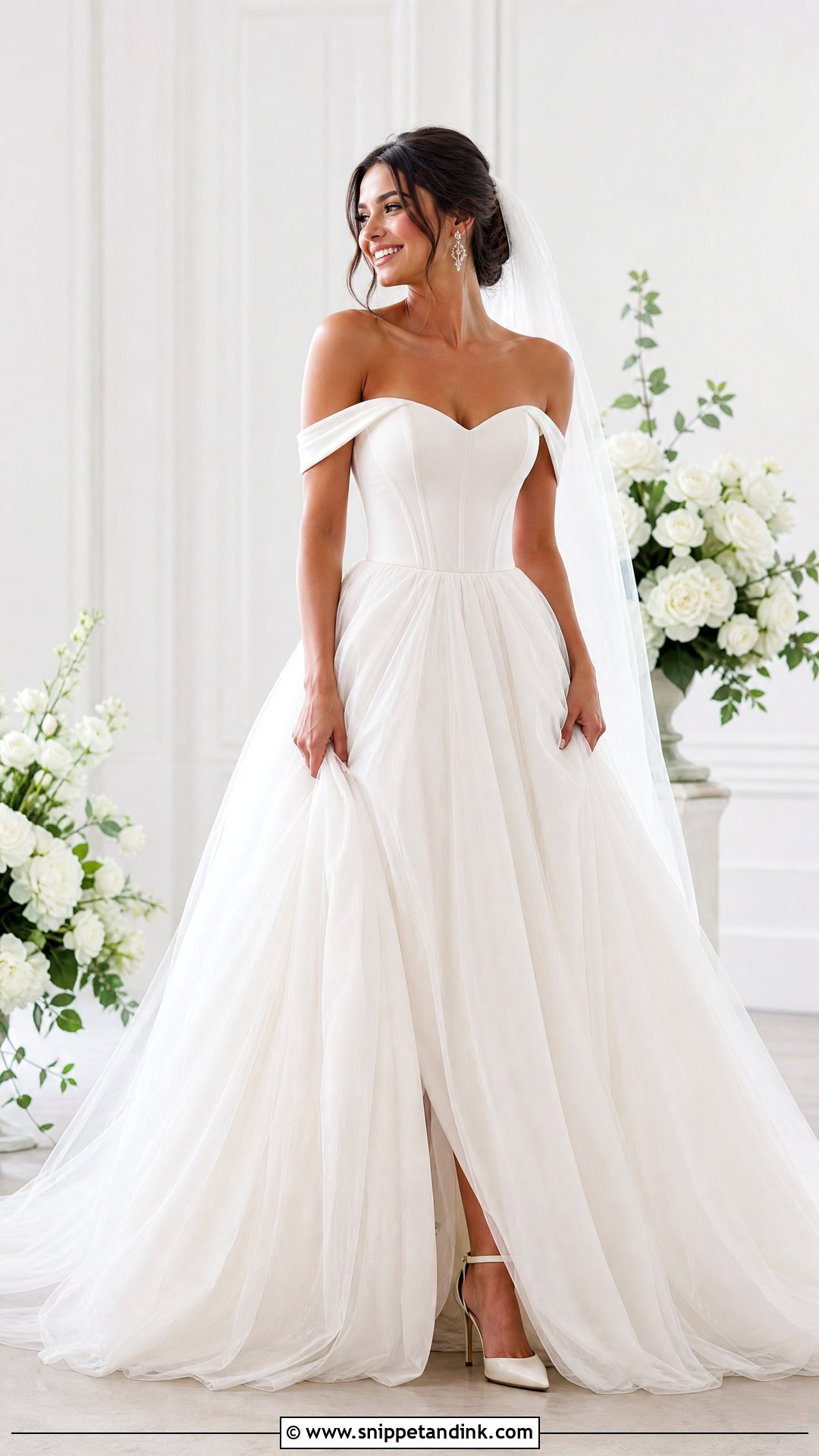 Off Shoulder Corset Wedding Gown - Snippet and Ink - 25 Off Shoulder Wedding Gown Ideas