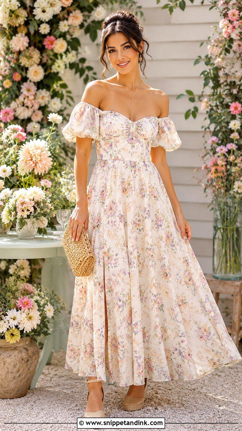 Off Shoulder Cottagecore Gown - Snippet and Ink - 20 Cottagecore Gowns