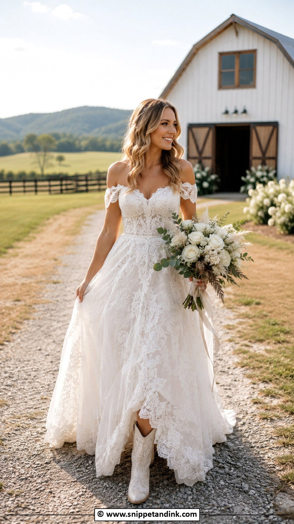Off Shoulder Country Wedding Dress - Snippet and Ink - 35 Off Shoulder Wedding Dress Ideas