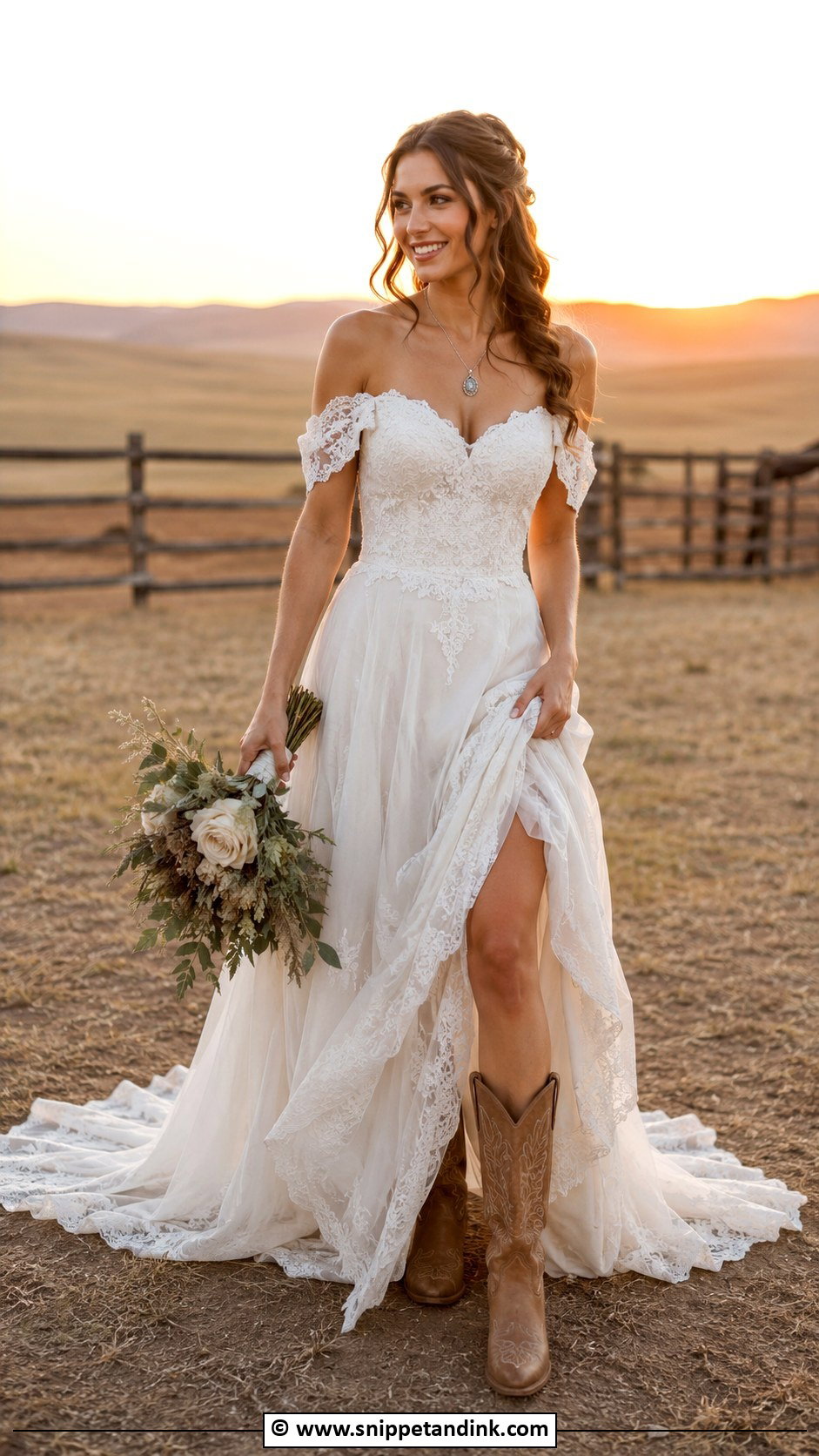 Off Shoulder Country Western Wedding Dress - Snippet and Ink - 25 Country Western Wedding Dresses