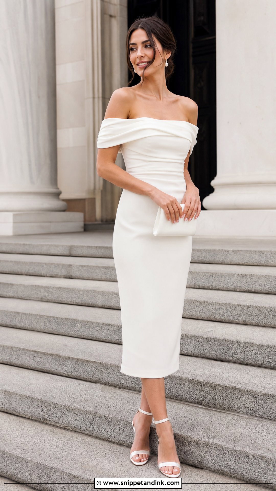 Off Shoulder Courthouse Wedding Dress Outfit - Snippet and Ink - 25 Simple Civil Wedding Dress Courts Ideas