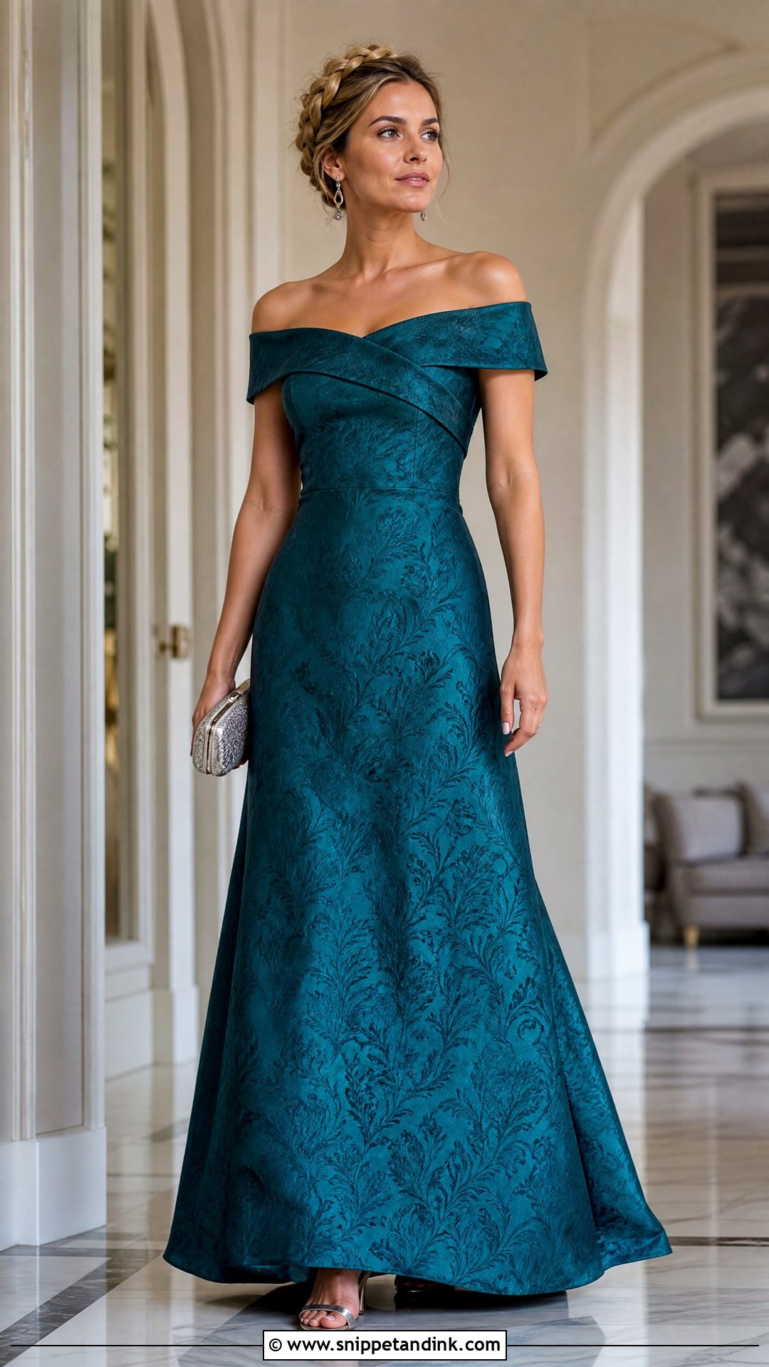 Off Shoulder Damask Gown - Snippet and Ink - 20 Simple Damask Gown Style Ideas