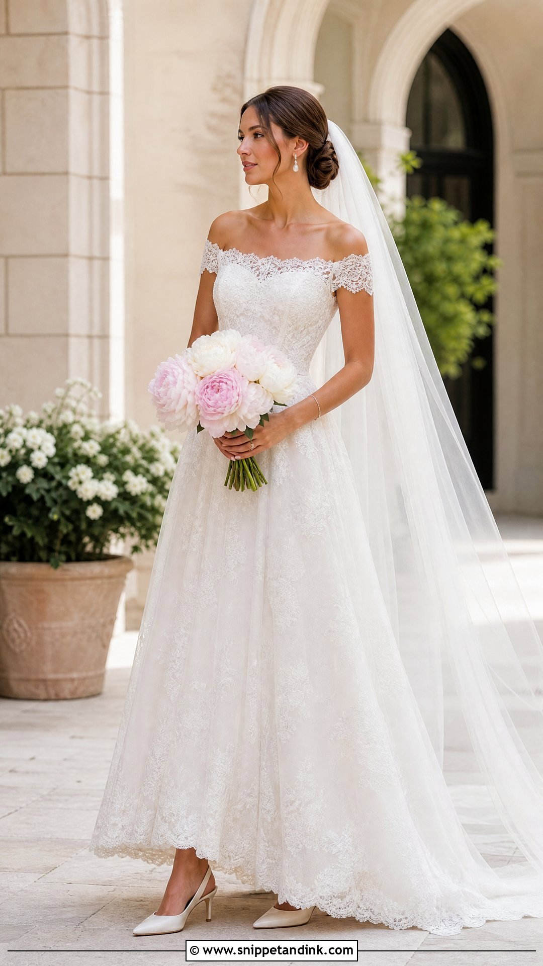 Off Shoulder Dantel Wedding Dress - Snippet and Ink - 20 Wedding Dress Dantel Ideas