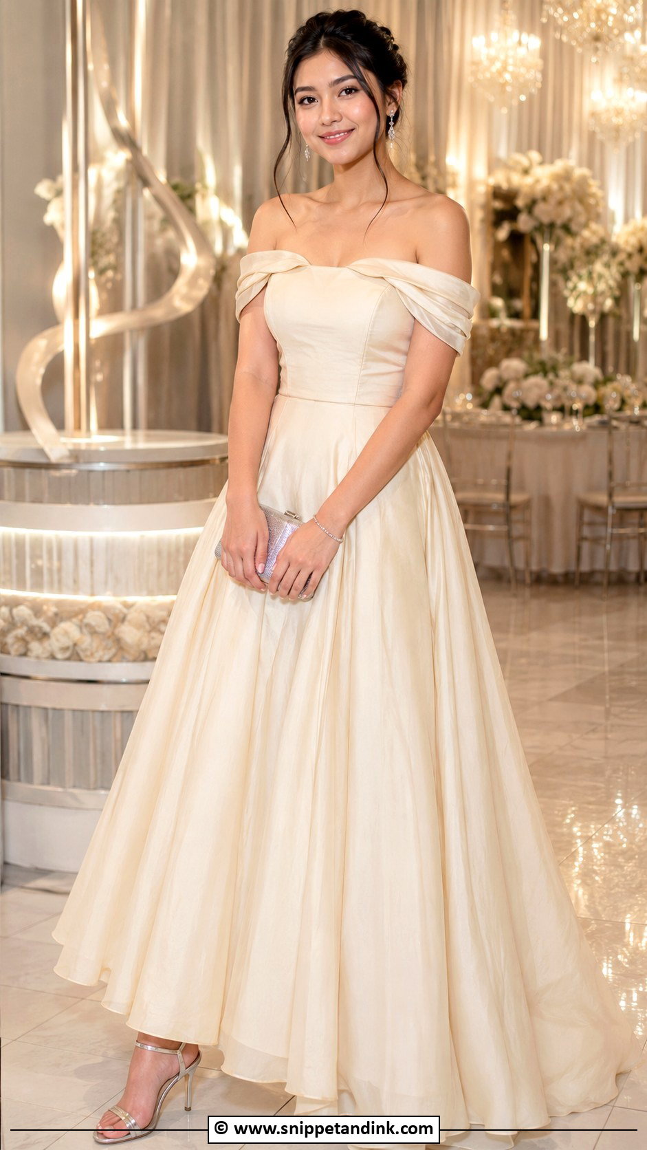 Off Shoulder Debut Dress - Snippet and Ink - 25 Debut Dress Ideas